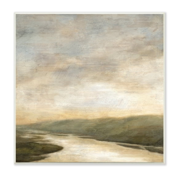 Stupell Industries Serene Rural Shallow River Rainy Atmosphere Impressionist Painting,12 x 12, Design by Suzanne Nicoll