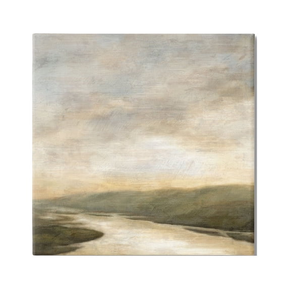 Stupell Industries Serene Rural Shallow River Rainy Atmosphere Impressionist Painting,17 x 17, Design by Suzanne Nicoll