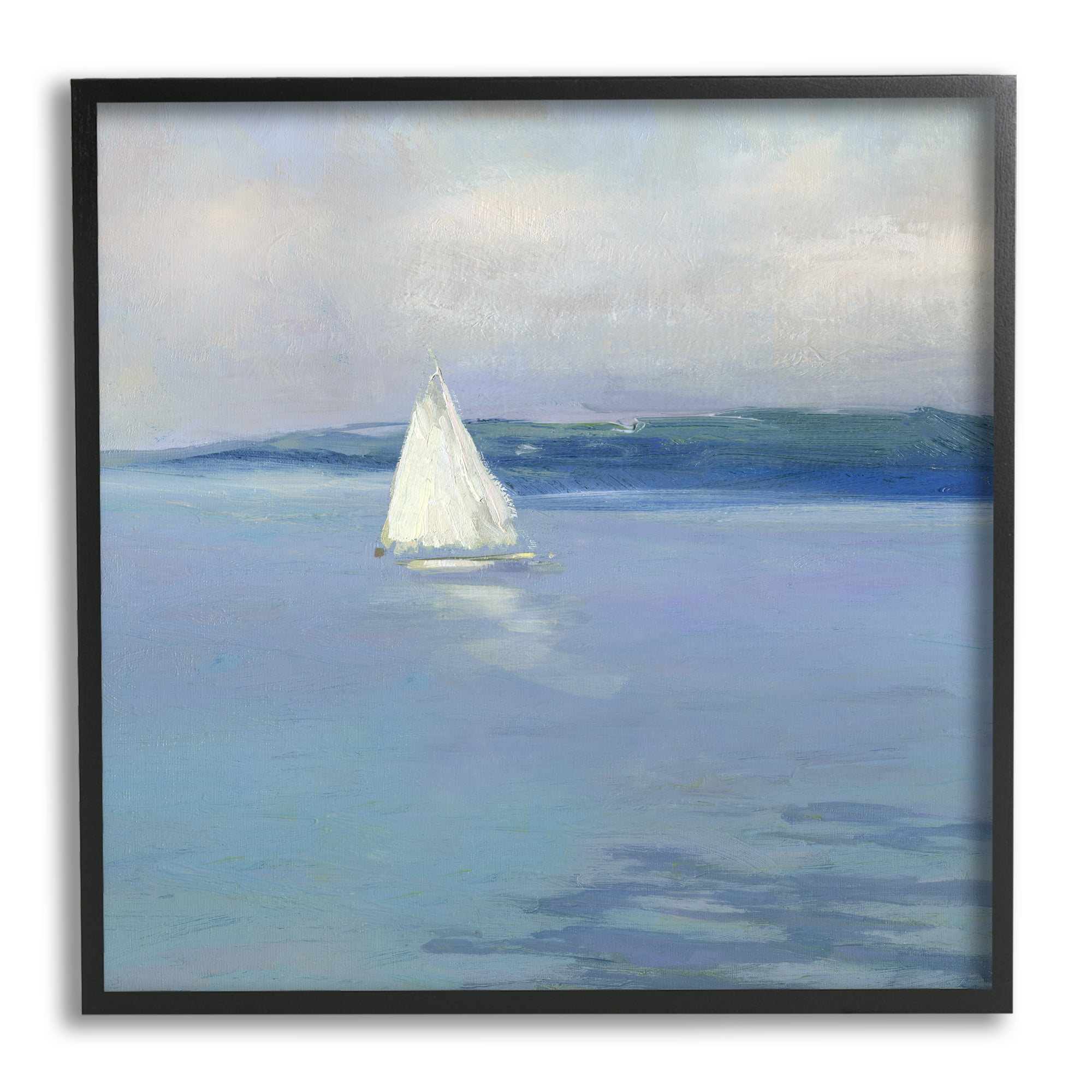 Stupell Industries Serene Sailboat Floating Water Ocean Landscape Painting , 24 x 24, Design by Sally Swatland