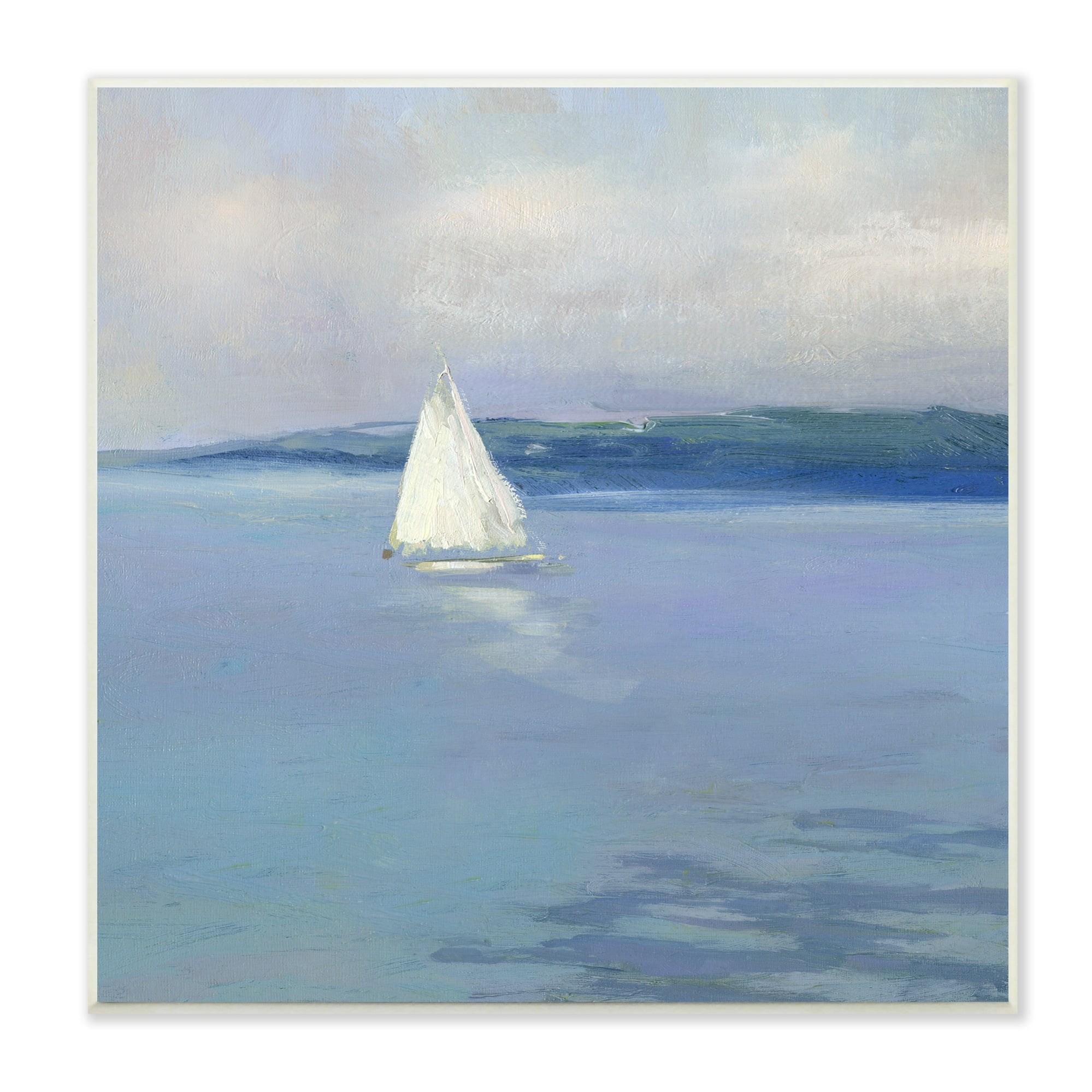 Stupell Industries Serene Sailboat Floating Water Ocean Landscape ...