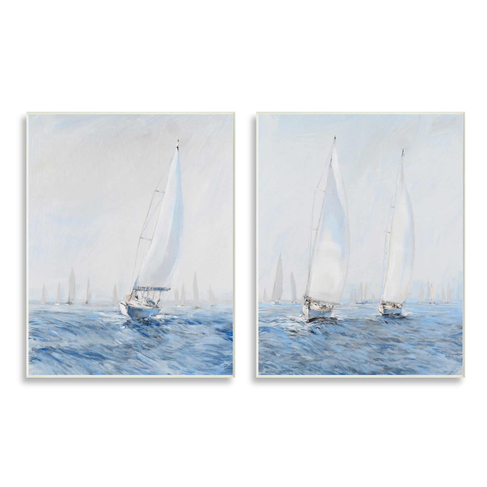 Stupell Industries Serene Sailboats Floating Cloudy Sea Sky Painting, 10 x 15, Design by Tim OToole