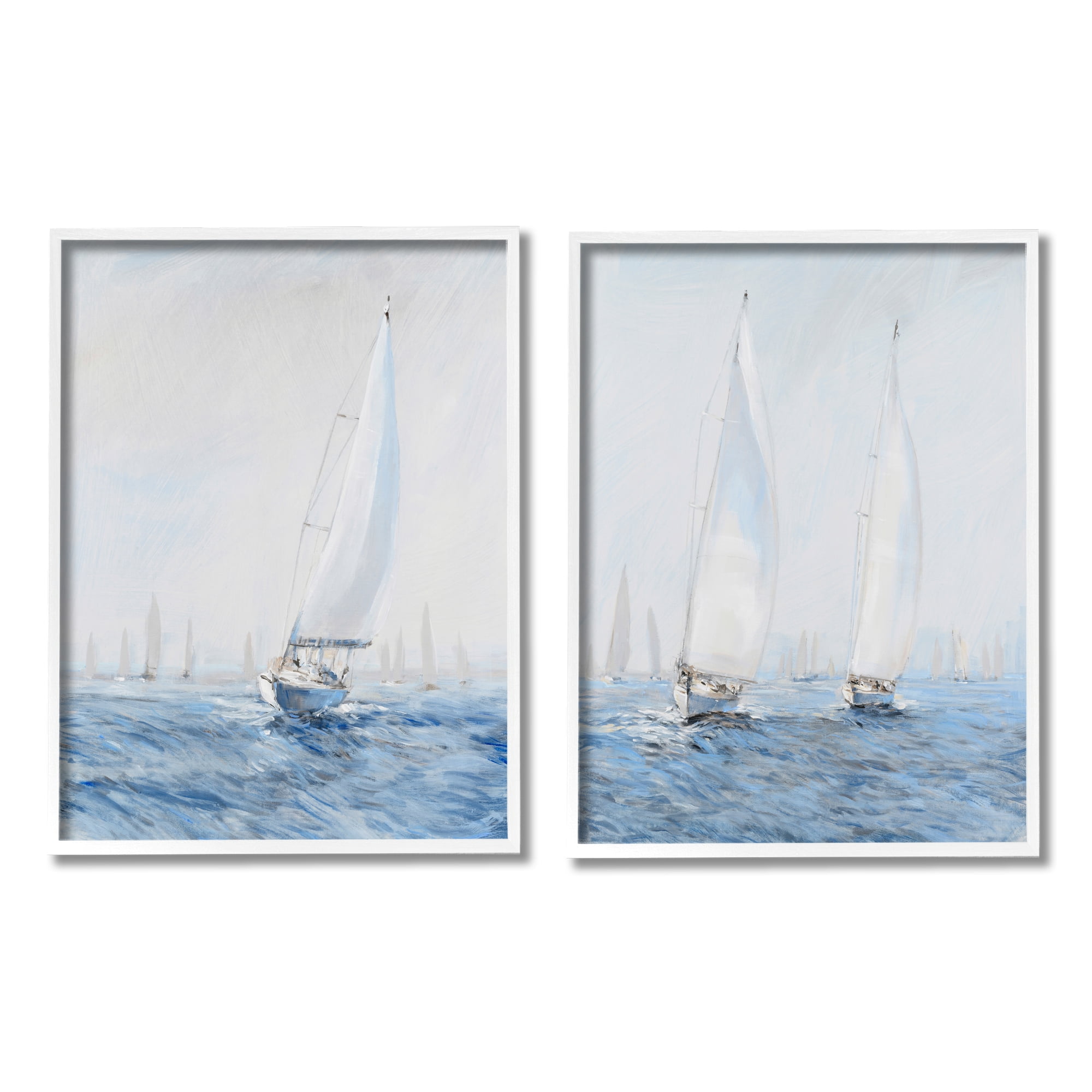 Stupell Industries Serene Sailboats Floating Cloudy Sea Sky Painting, 16 x 20, Design by Tim OToole