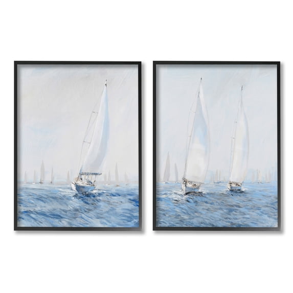 Stupell Industries Serene Sailboats Floating Cloudy Sea Sky Painting, 24 x 30, Design by Tim OToole