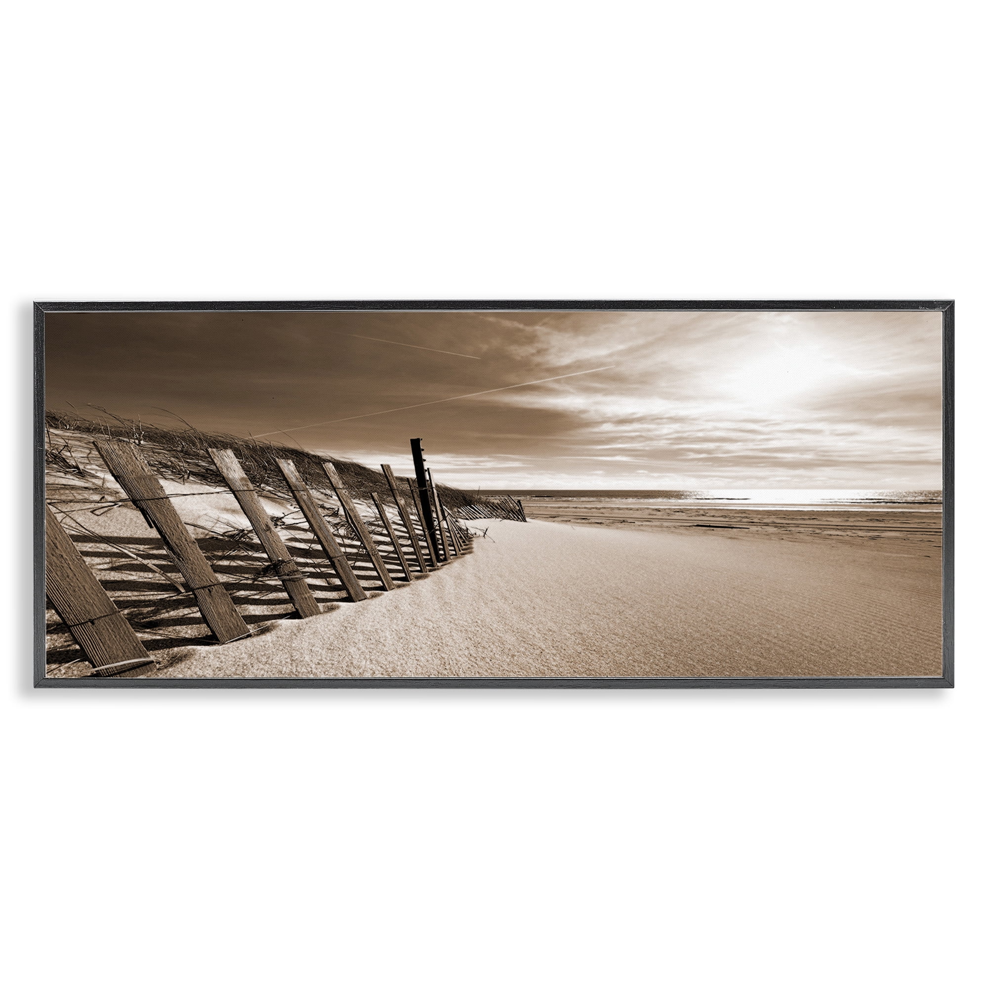 Stupell Industries Serene Sands View Landscape Photography Black Framed Art Print Wall Art, 30 x 13