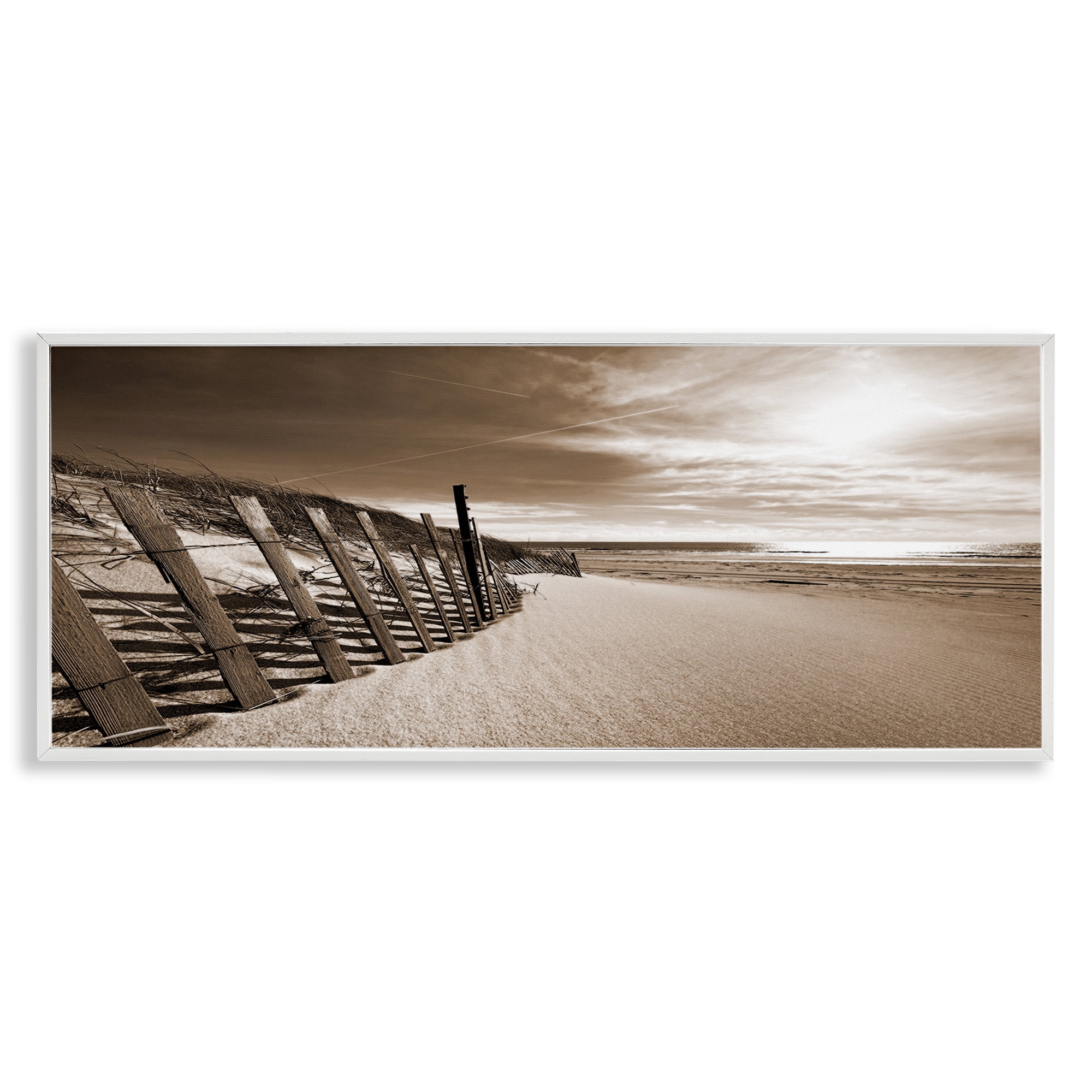 Stupell Industries Serene Sands View Landscape Photography White Framed Art Print Wall Art, 24 x 10