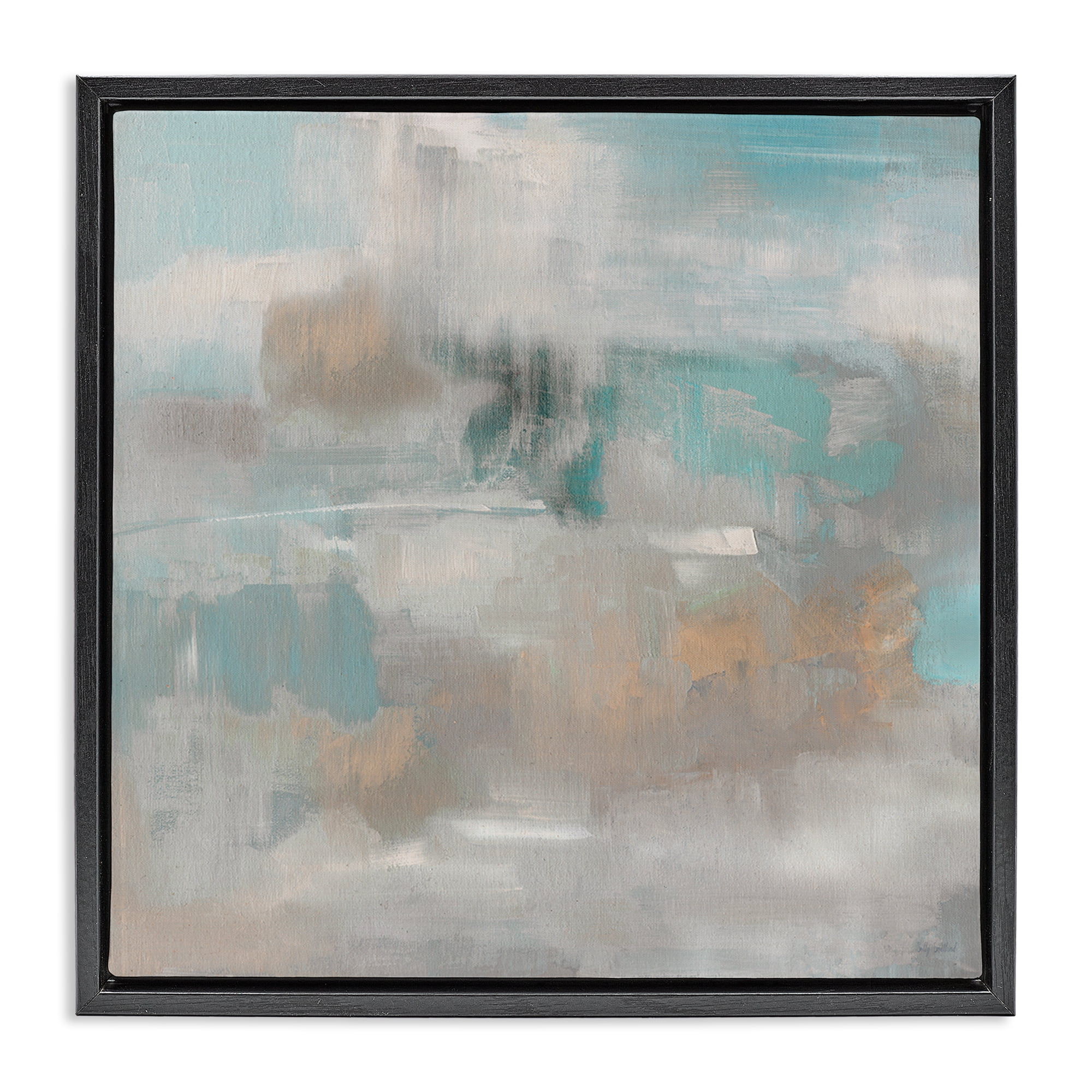 Stupell Industries Serene Soft Abstract Study Black Framed Floater Canvas Wall Art, design by Sally Swatland
