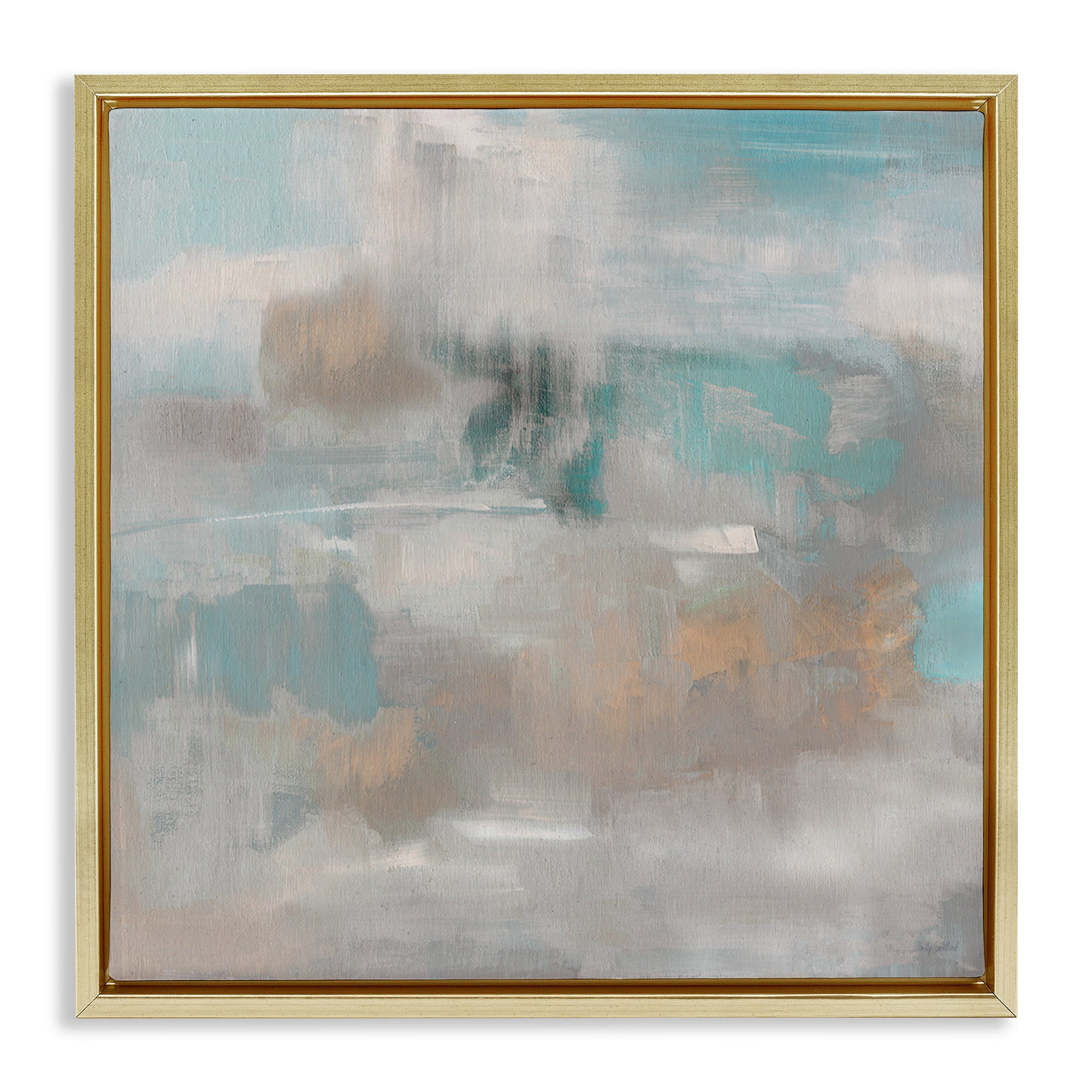 Stupell Industries Serene Soft Abstract Study Gold Framed Floater Canvas Wall Art, design by Sally Swatland