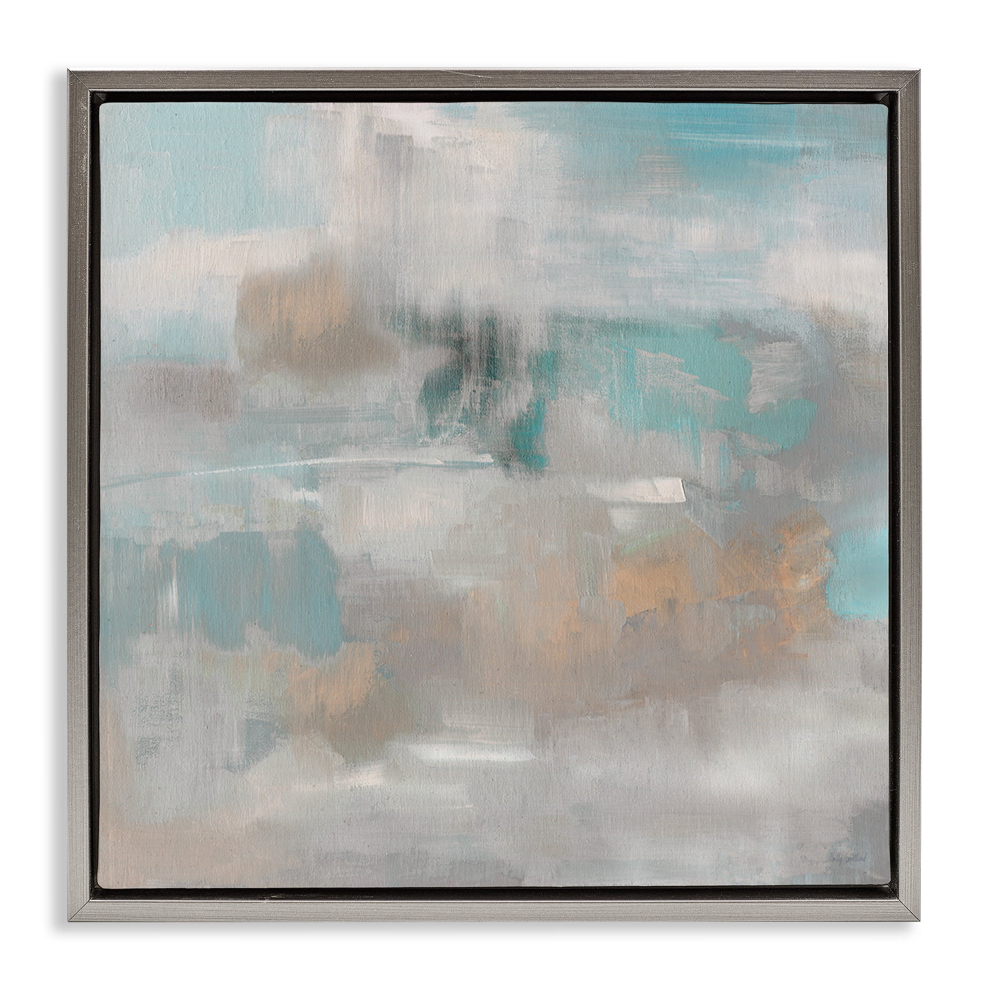 Stupell Industries Serene Soft Abstract Study Gray Framed Floater Canvas Wall Art, design by Sally Swatland