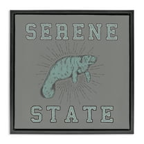 Stupell Industries Serene State Manatee Animals Painting Black Floater Framed Canvas Art Print Wall Art, 18 x 18