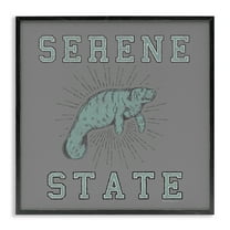 Stupell Industries Serene State Manatee Animals Painting Black Framed Art Print Wall Art, 12 x 12