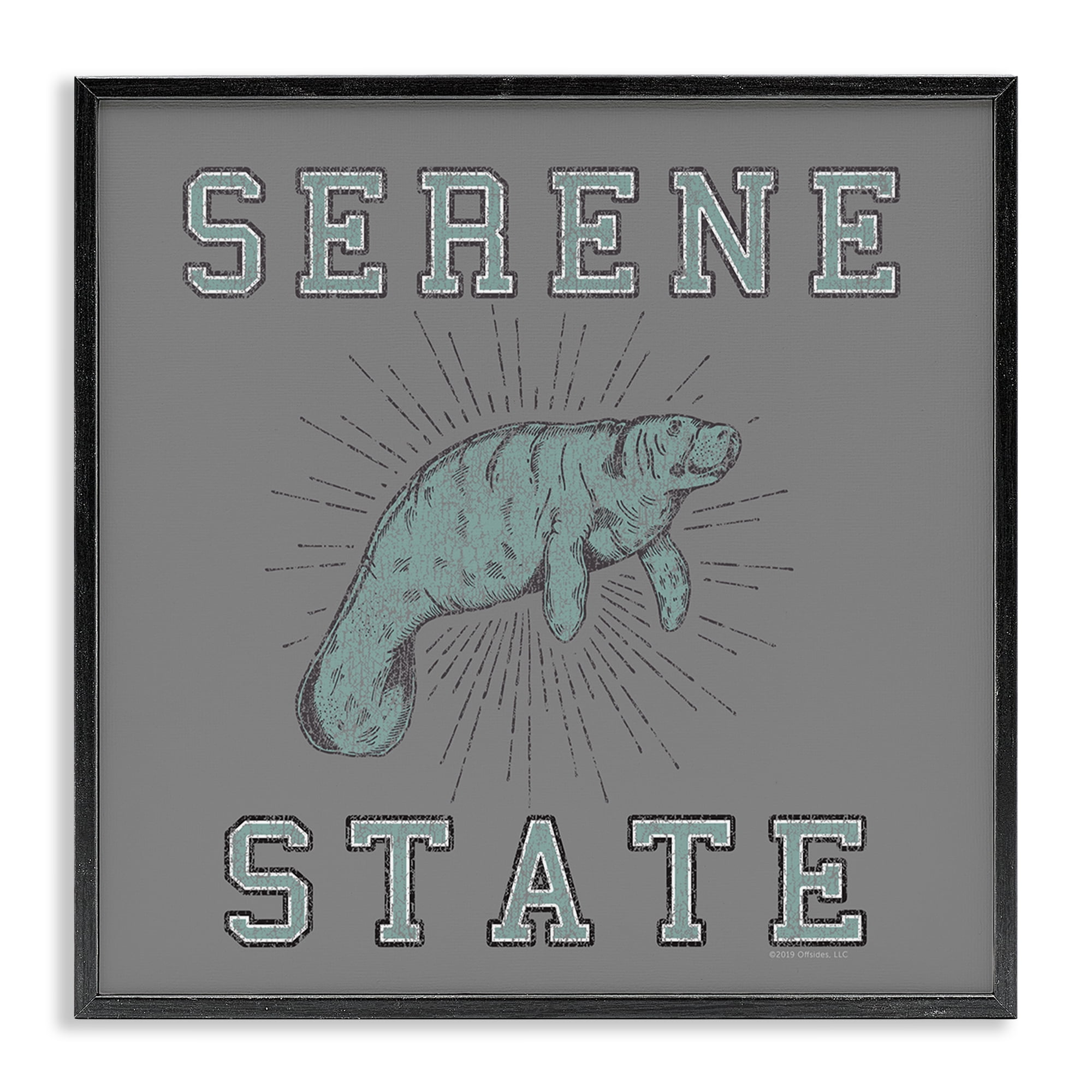 Stupell Industries Serene State Manatee Animals Painting Black Framed Art Print Wall Art, 17 x 17