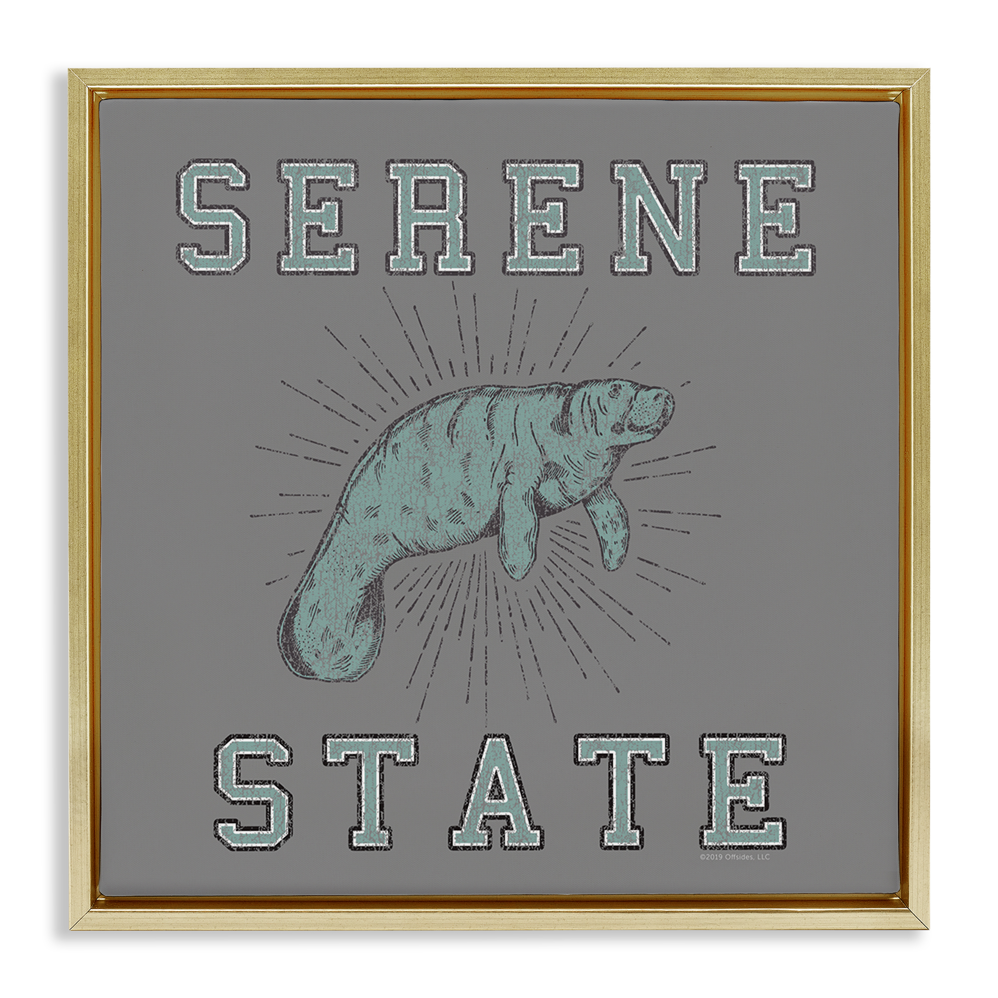 Stupell Industries Serene State Manatee Animals Painting Gold Floater Framed Canvas Art Print Wall Art, 18 x 18