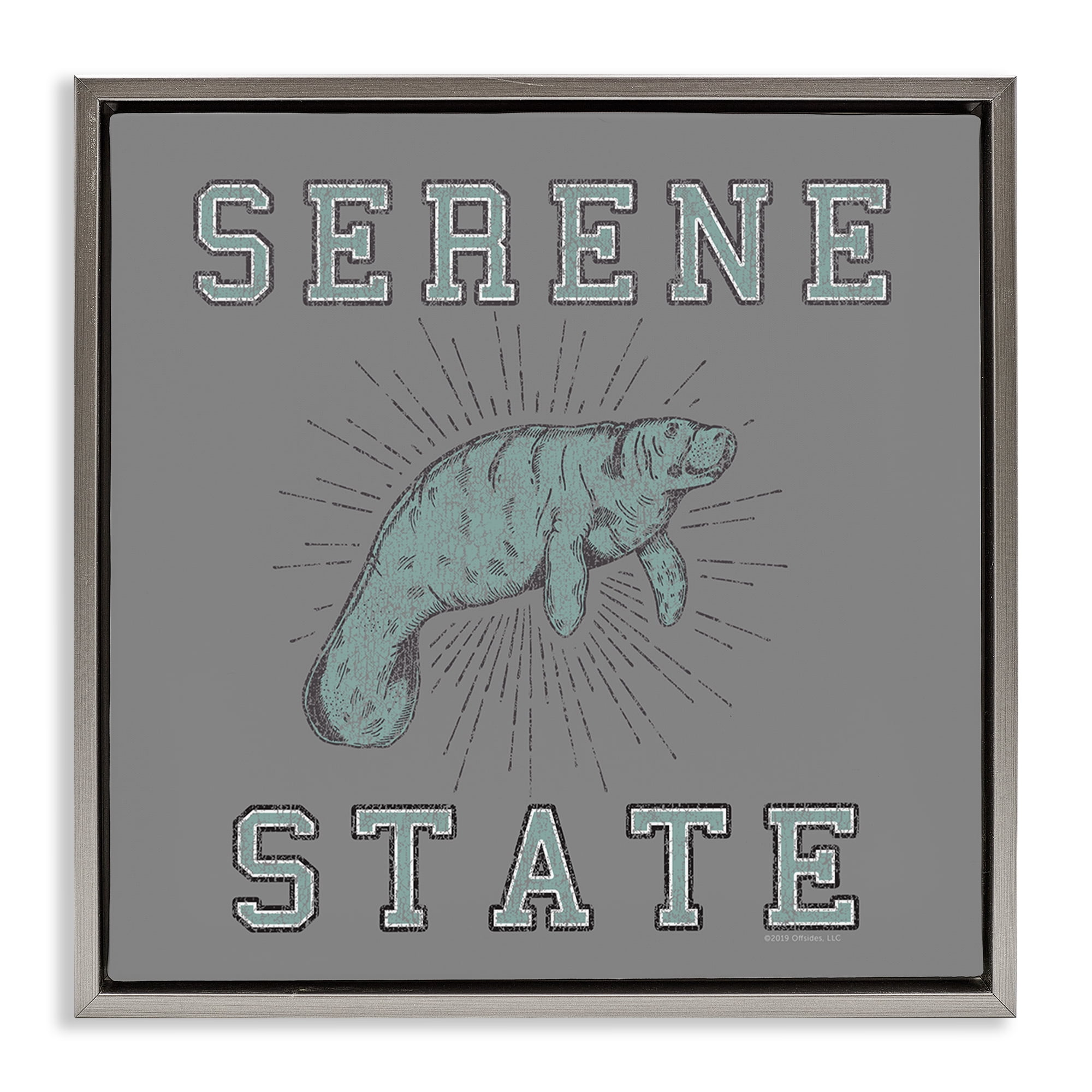 Stupell Industries Serene State Manatee Animals Painting Gray Floater Framed Canvas Art Print Wall Art, 25 x 25