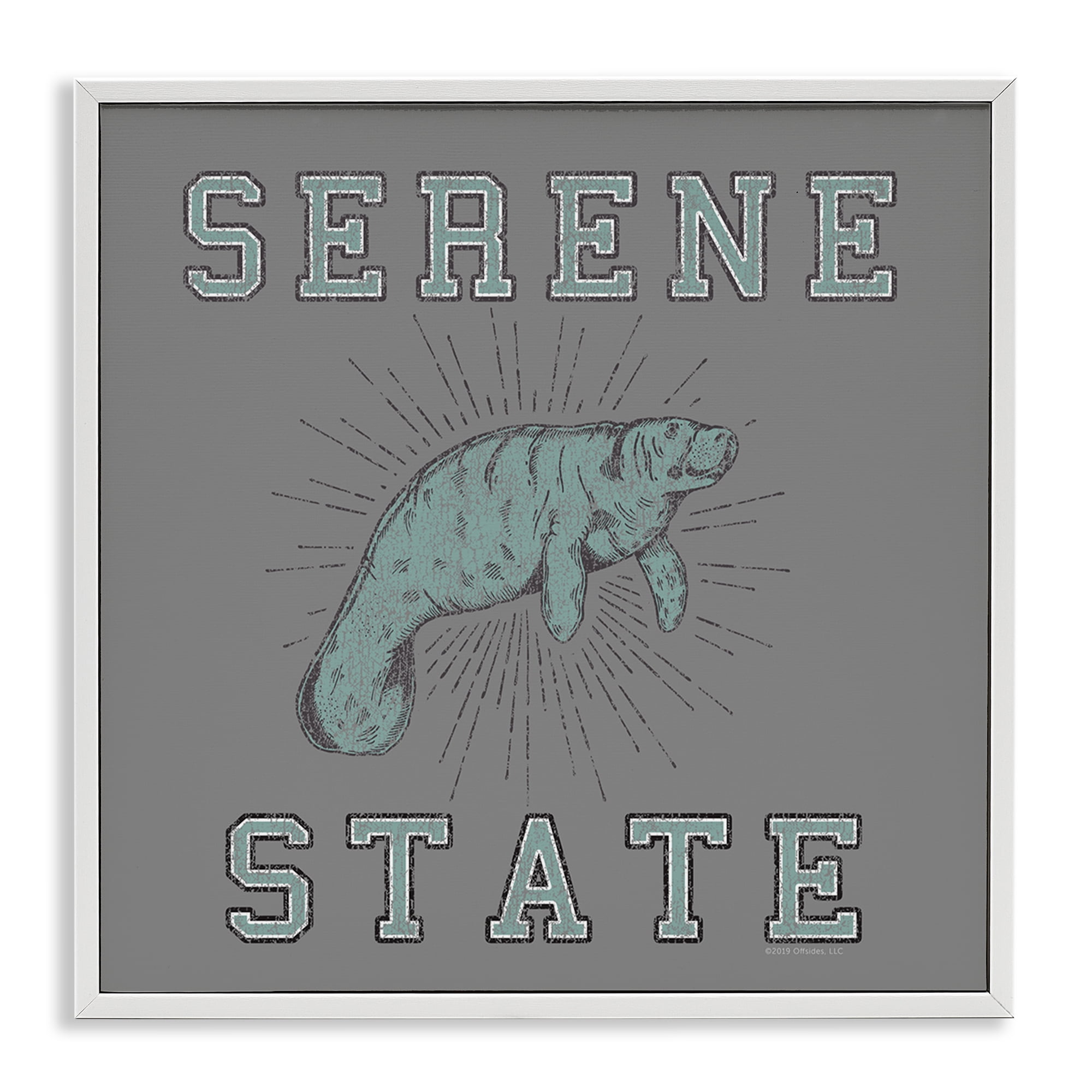 Stupell Industries Serene State Manatee Animals Painting White Framed Art Print Wall Art, 12 x 12