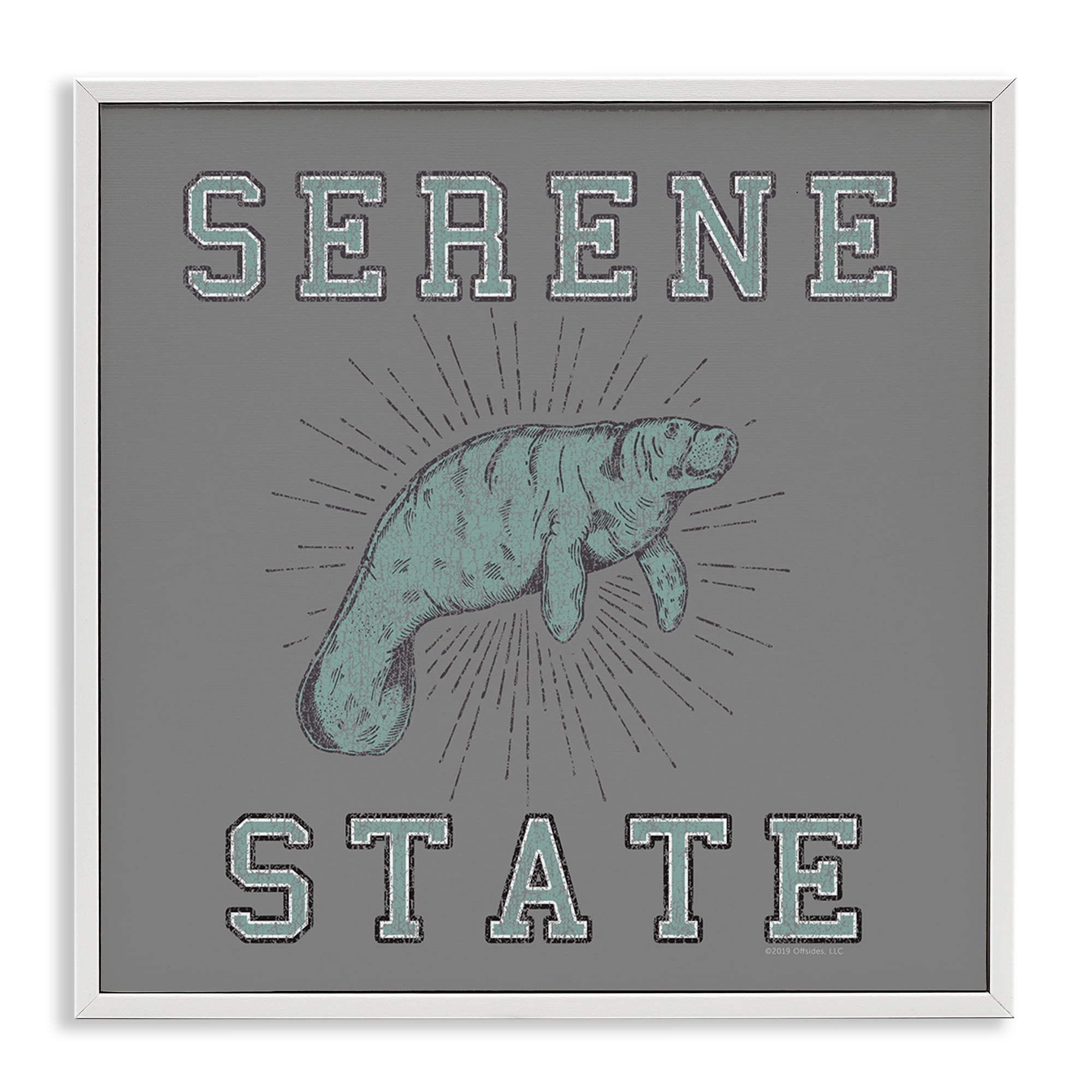 Stupell Industries Serene State Manatee Animals Painting White Framed Art Print Wall Art, 17 x 17