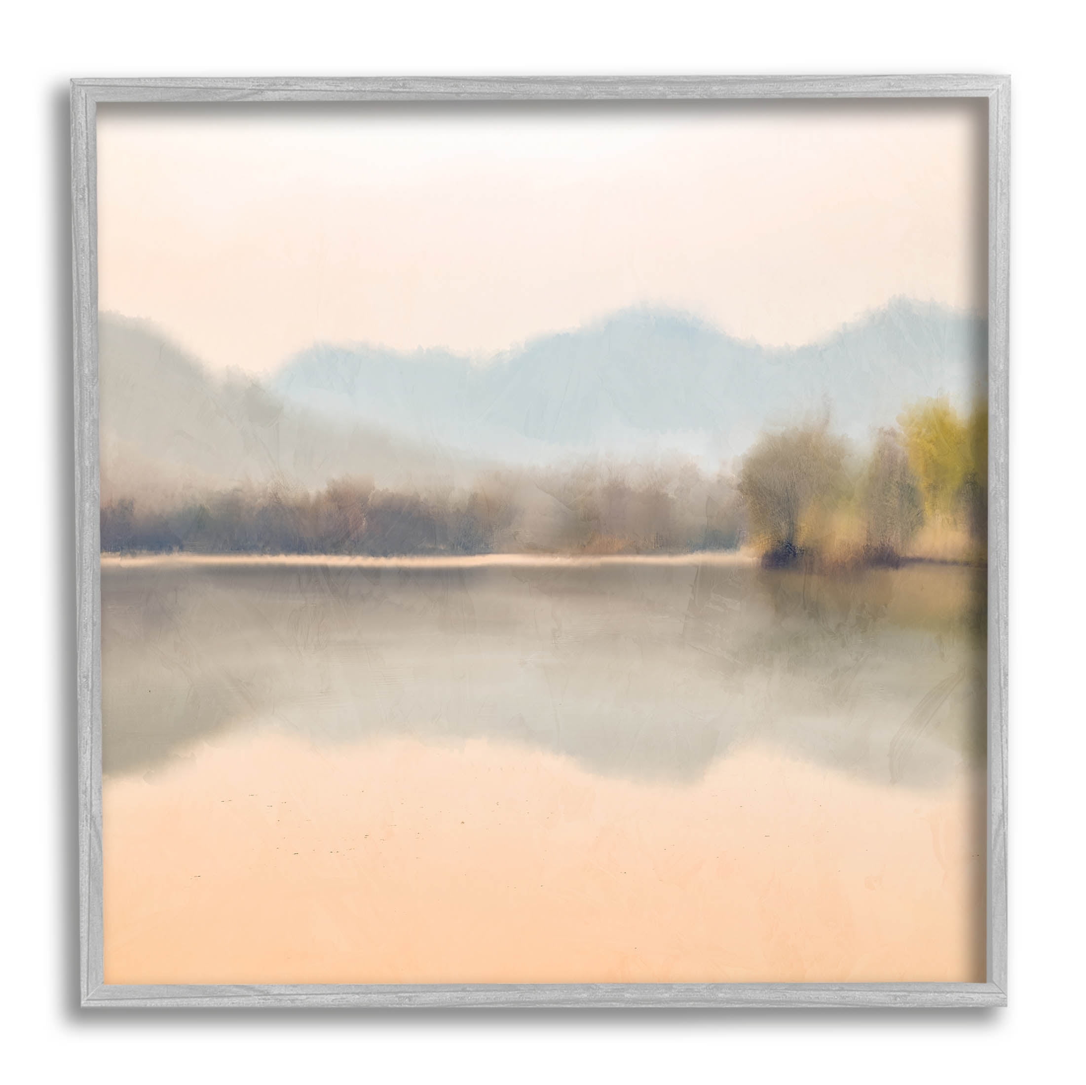 Stupell Industries Serene Sunrise Lake Mountain Reflection Graphic Art Gray Framed Art Print Wall Art, Design by Kim Allen