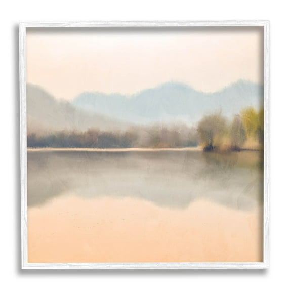 Stupell Industries Serene Sunrise Lake Mountain Reflection Graphic Art White Framed Art Print Wall Art, Design by Kim Allen