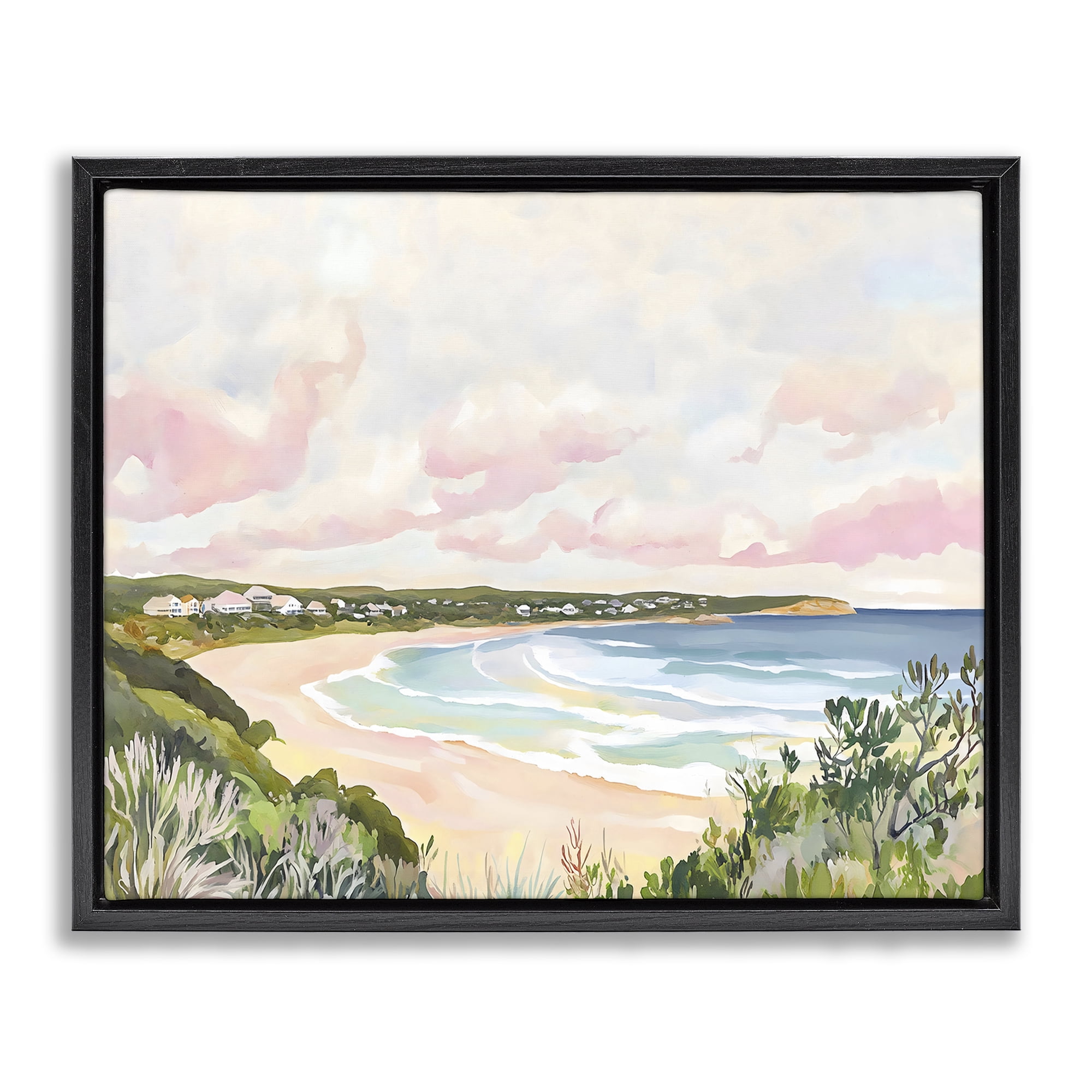 Stupell Industries Serene Sunset Beach Panorama Black Framed Floater Canvas Wall Art, design by The Prints Vibe