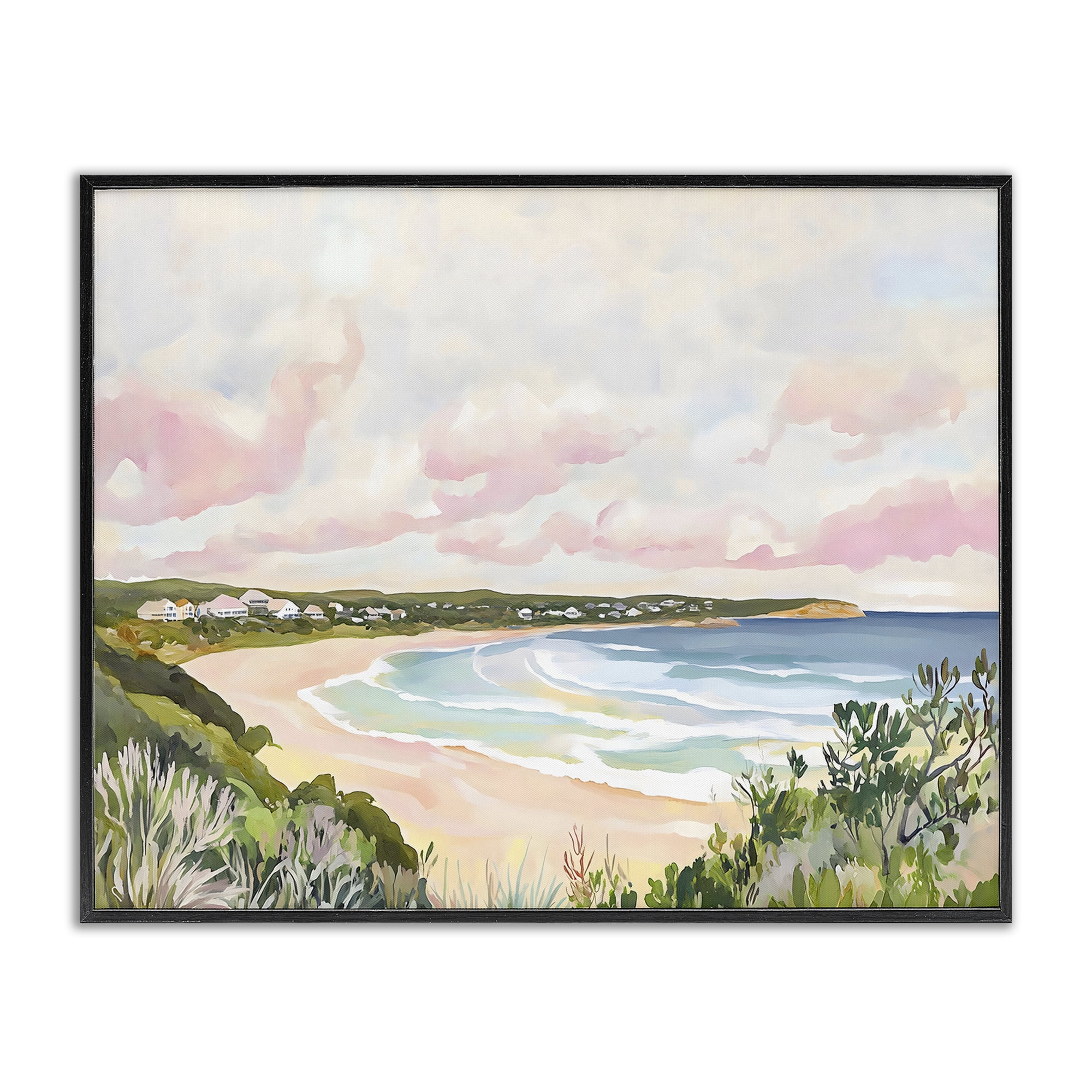 Stupell Industries Serene Sunset Beach Panorama Black Framed Giclee Art, design by The Prints Vibe