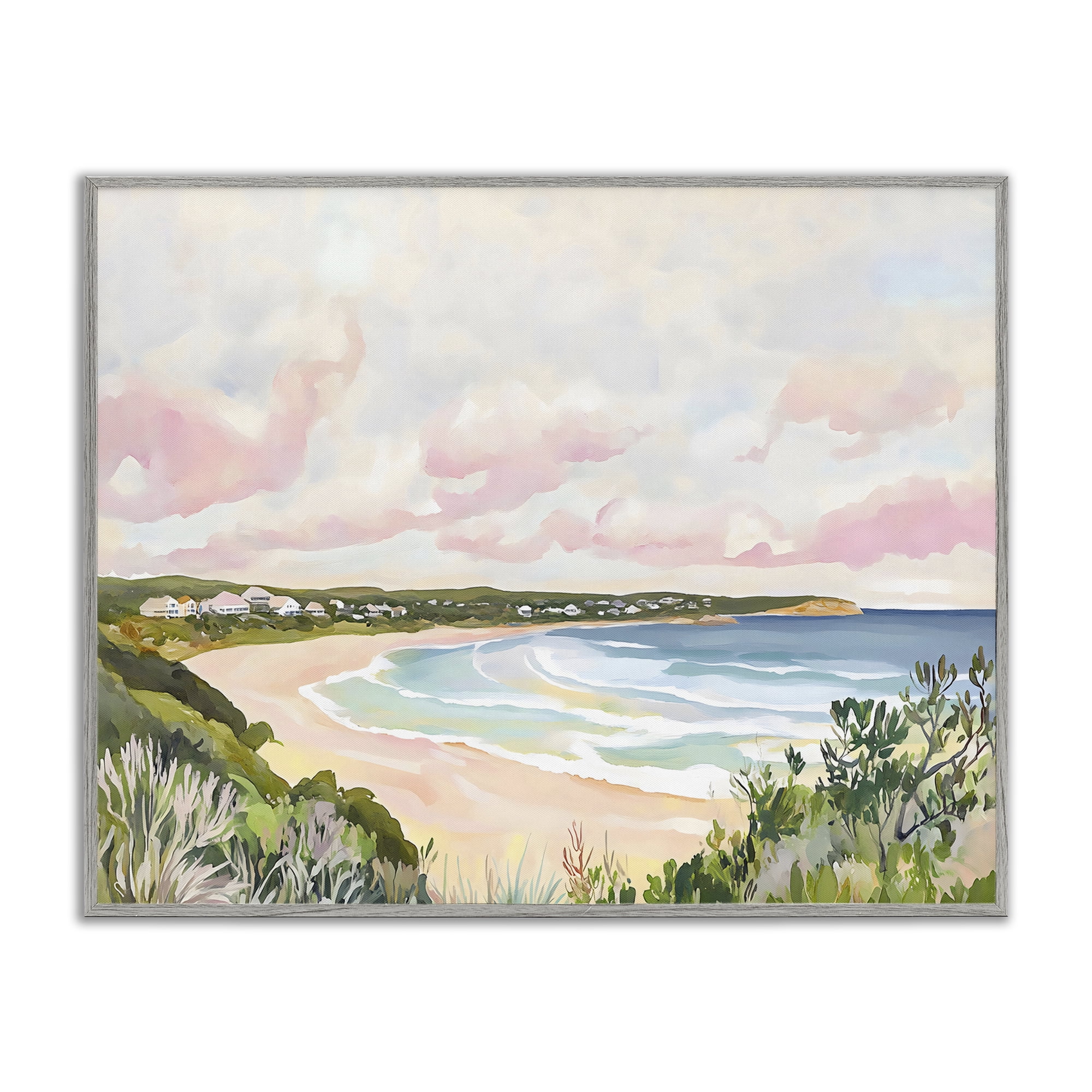 Stupell Industries Serene Sunset Beach Panorama Gray Framed Giclee Art, design by The Prints Vibe