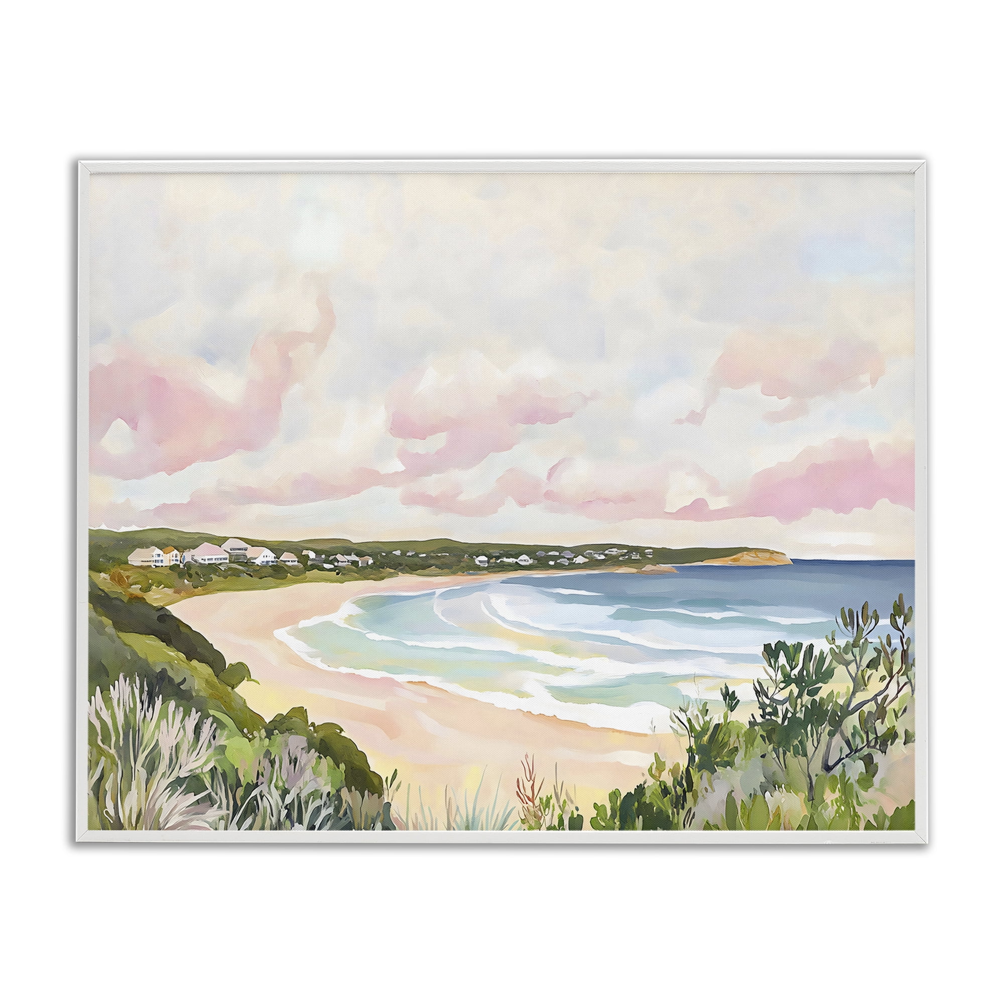 Stupell Industries Serene Sunset Beach Panorama White Framed Giclee Art, design by The Prints Vibe