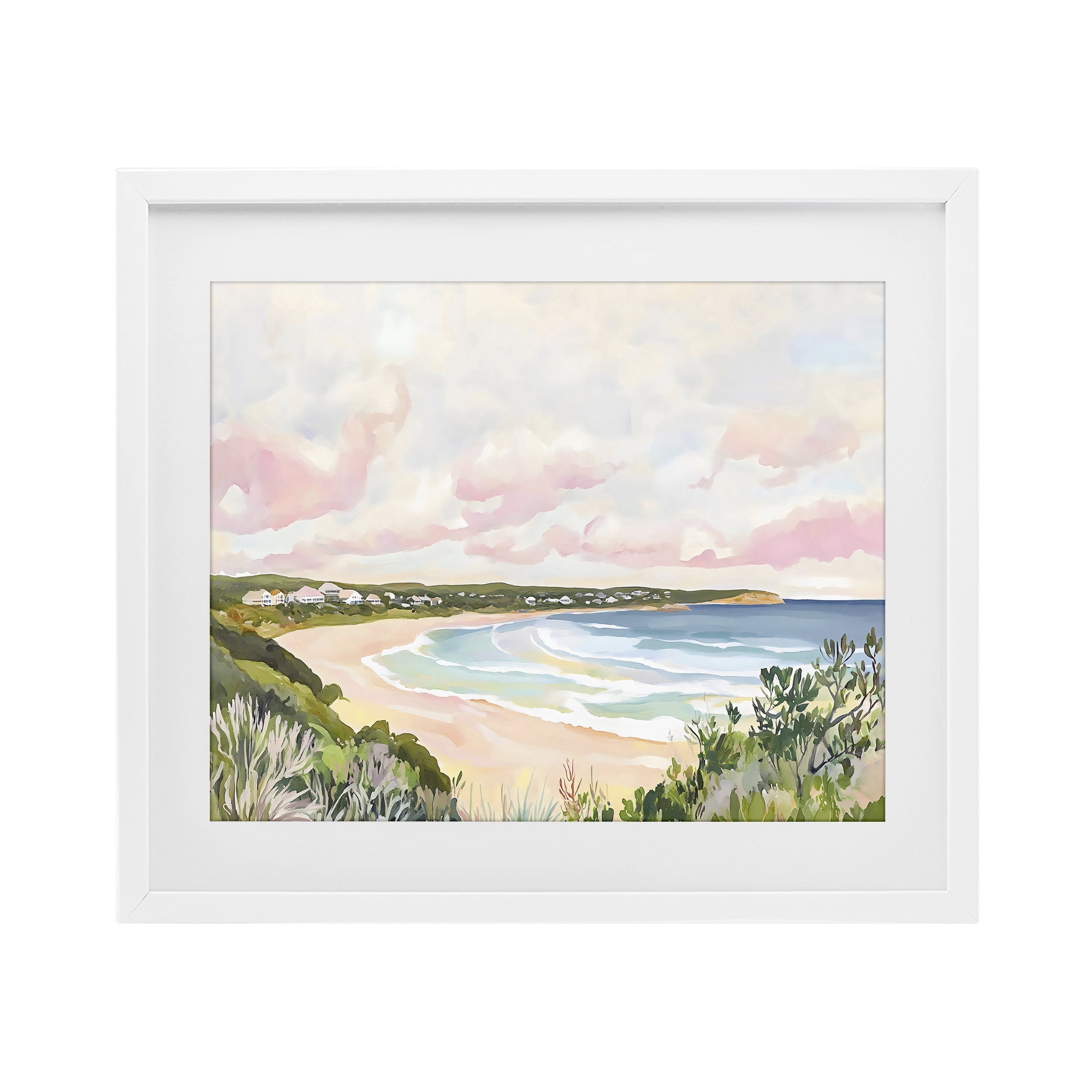 Stupell Industries Serene Sunset Beach Panorama White Framed Print Under Glass, design by The Prints Vibe