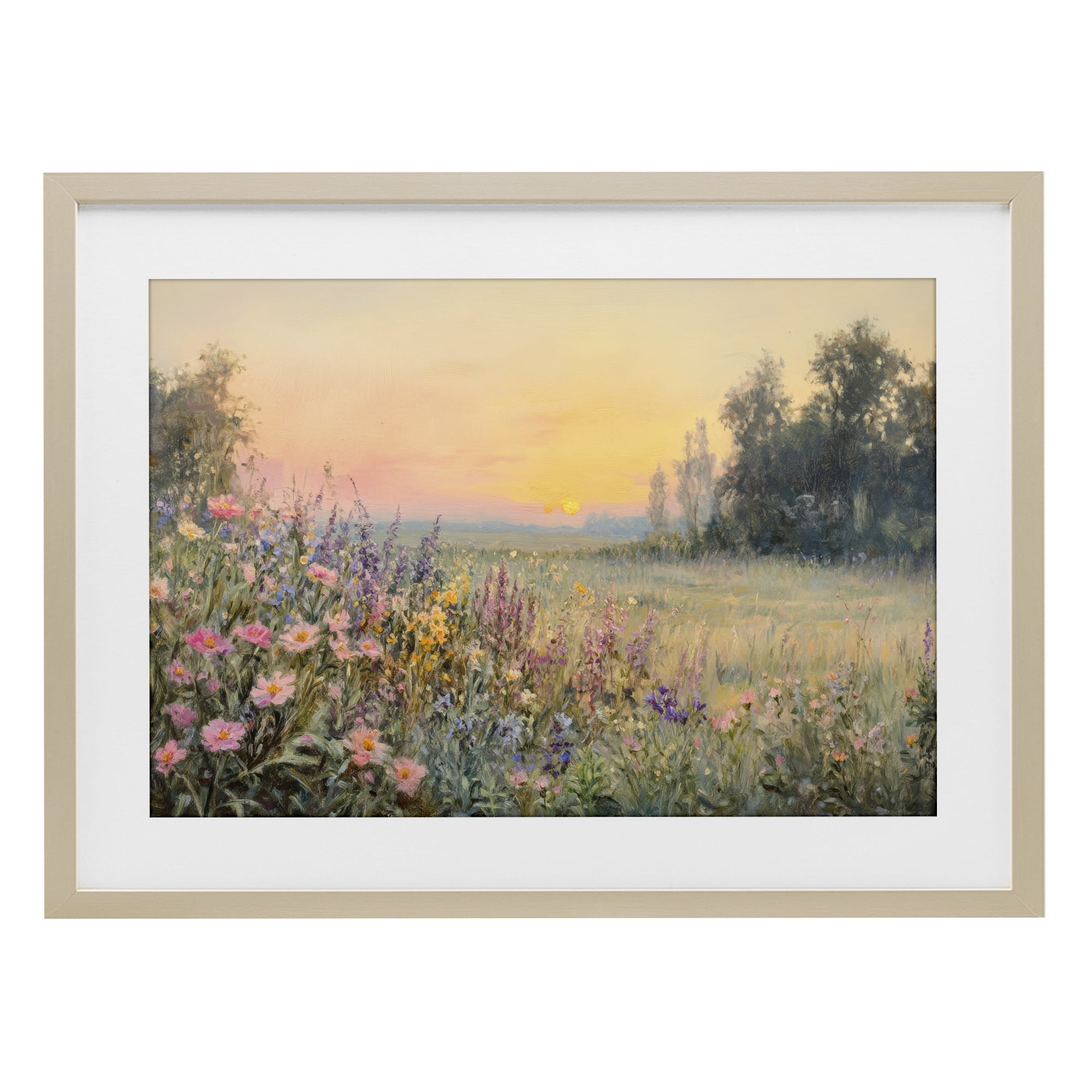 Stupell Industries Serene Twilight Meadow Birch Framed Print Under Glass, design by Petal Prints Design