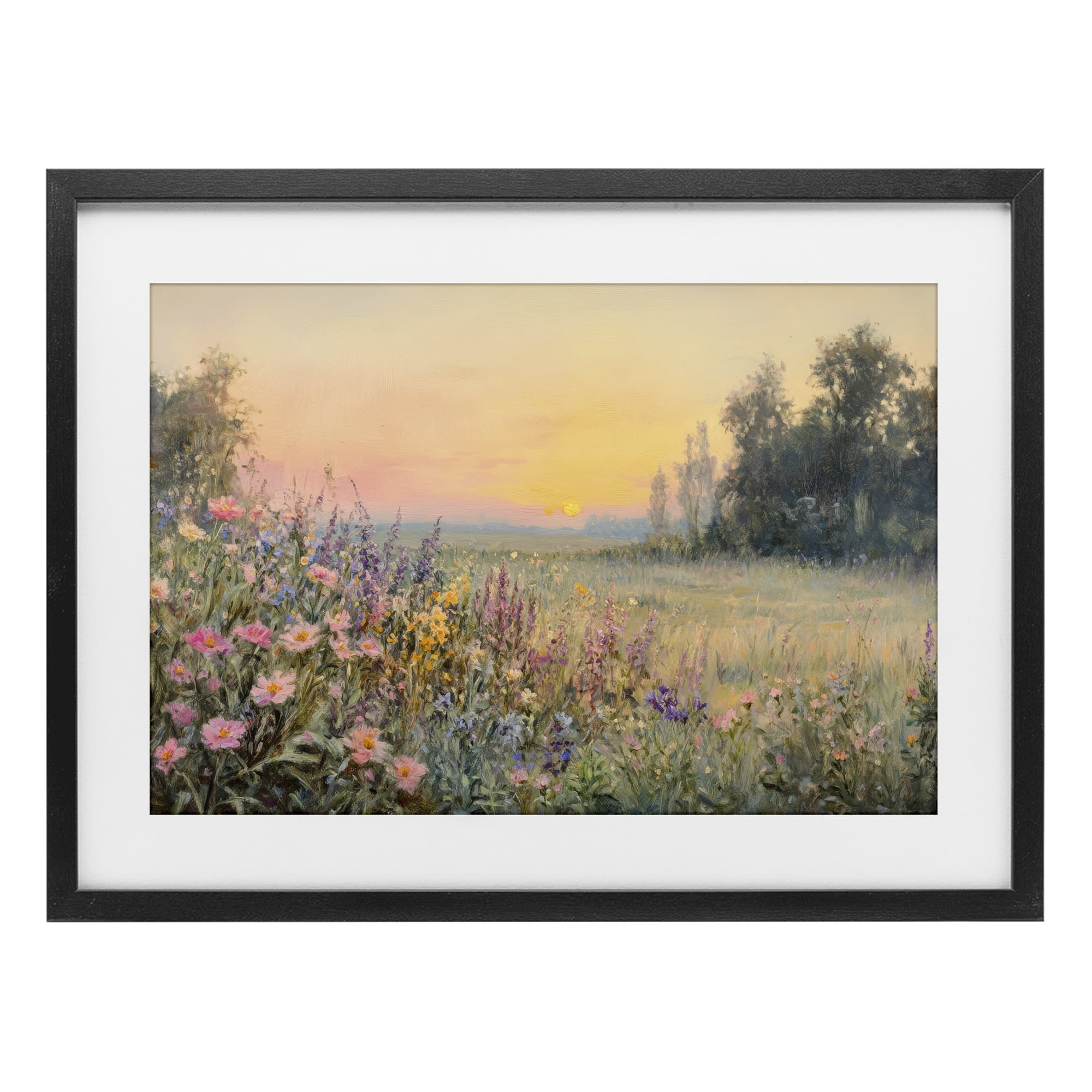 Stupell Industries Serene Twilight Meadow Black Framed Print Under Glass, design by Petal Prints Design