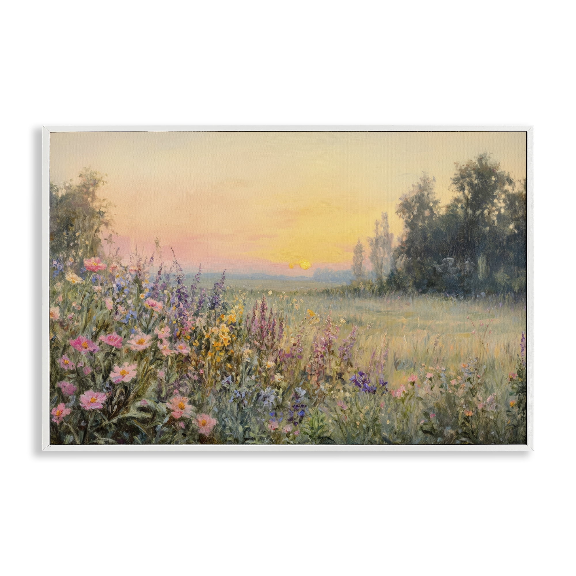 Stupell Industries Serene Twilight Meadow White Framed Giclee Art, design by Petal Prints Design