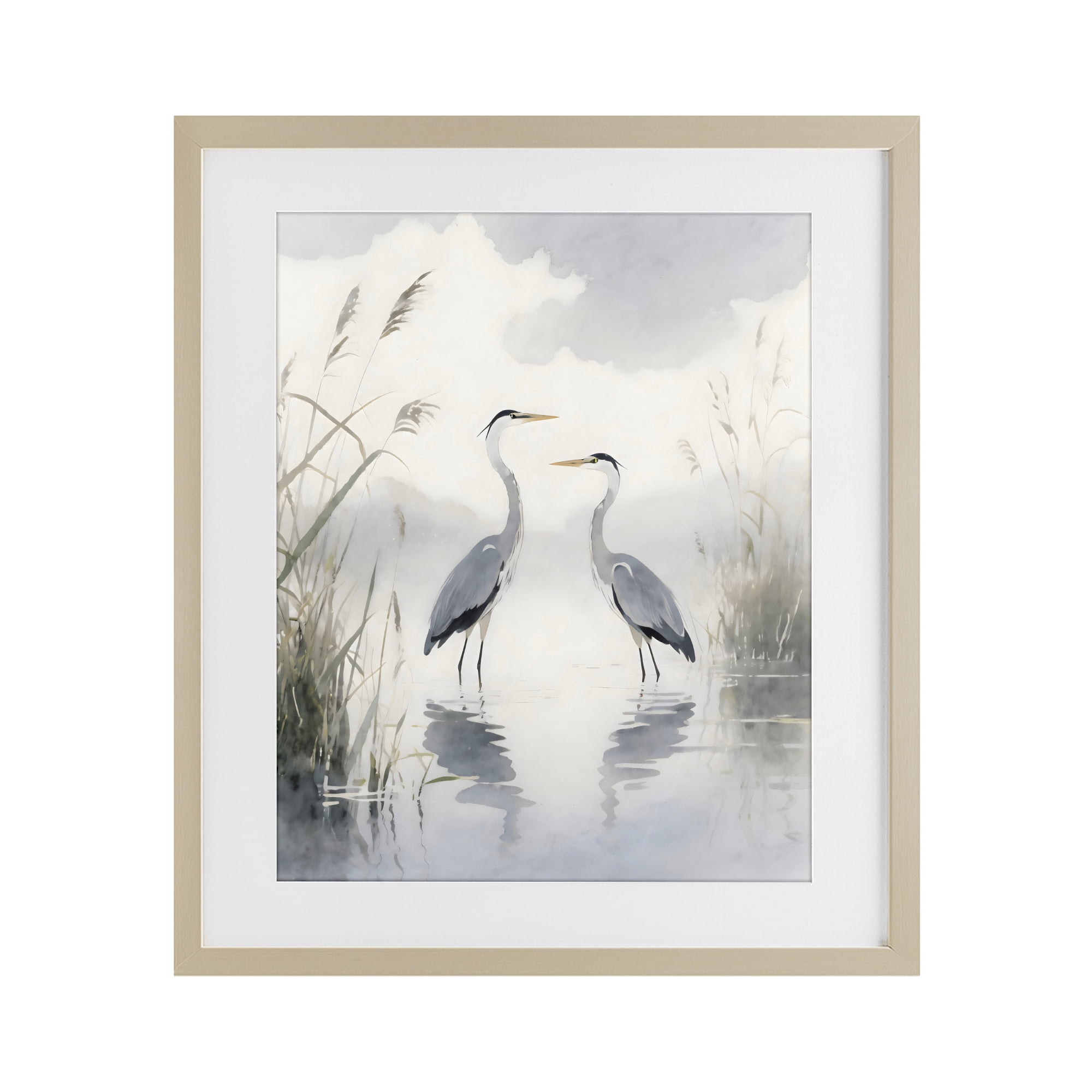 Stupell Industries Serene Wetlands Heron Reflections Birch Framed Print Under Glass, design by Creative Studio