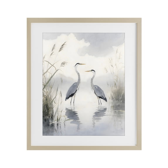 Stupell Industries Rustic Lodge Serene Wetlands Heron Reflections Birch Framed Print Under Glass, 17 x 21, by Creative Studio