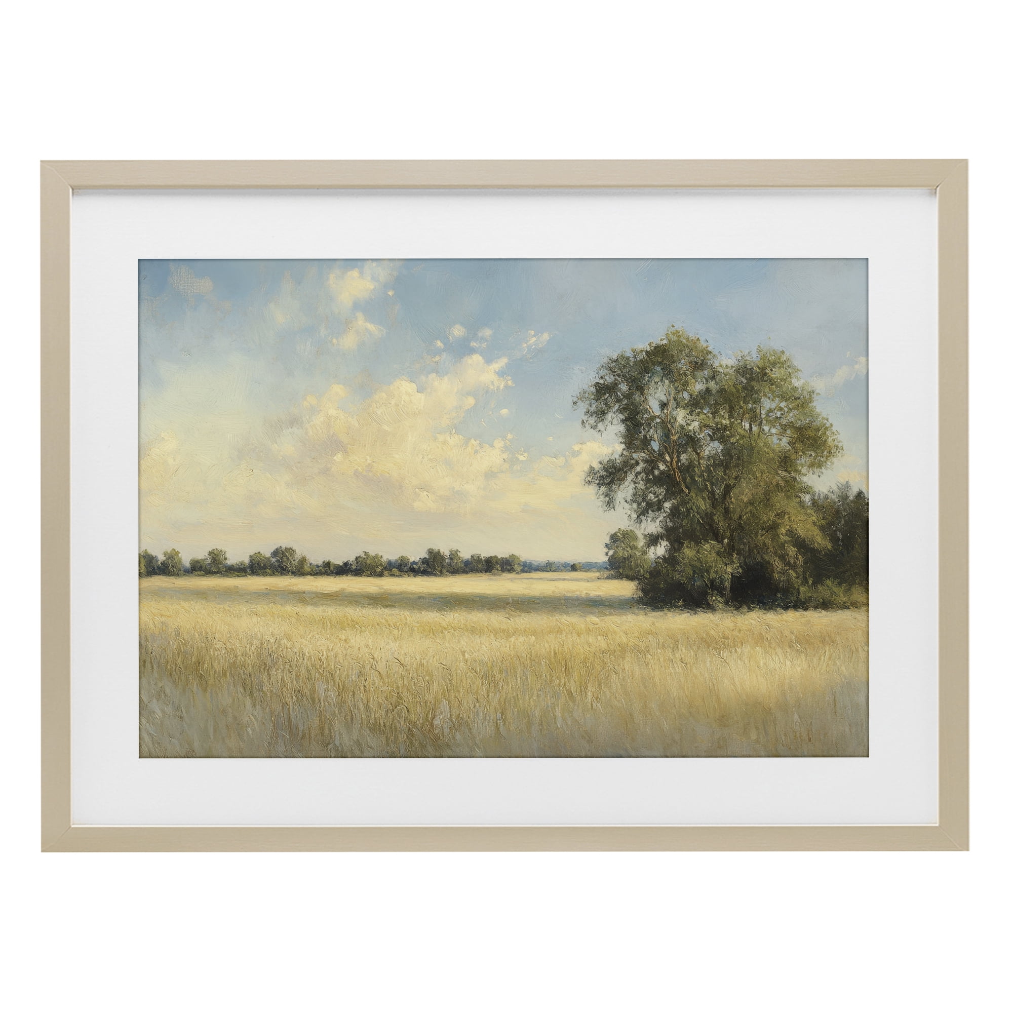 Stupell Industries Serene Wheat Field at Noon Birch Framed Print Under Glass, design by Petal Prints Design