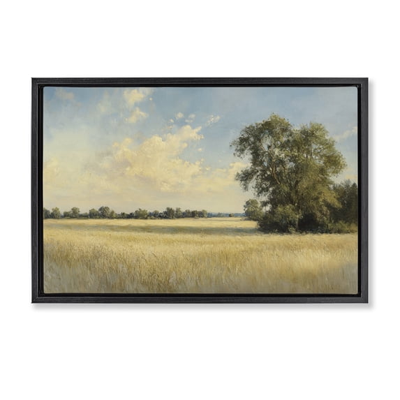 Stupell Industries Traditional Serene Wheat Field at Noon Black Floating Frame Canvas Art, 31 x 21, by Petals Prints Design