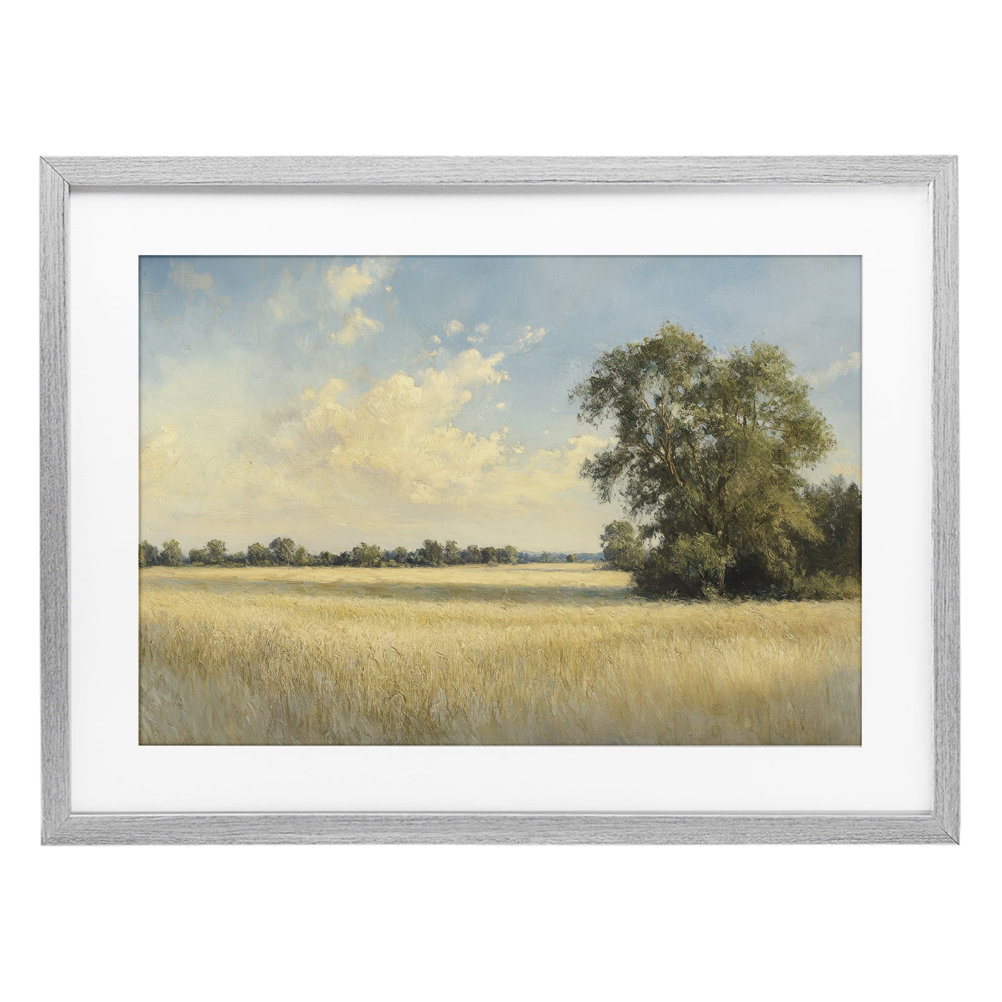 Stupell Industries Serene Wheat Field at Noon Gray Framed Print Under Glass, design by Petal Prints Design