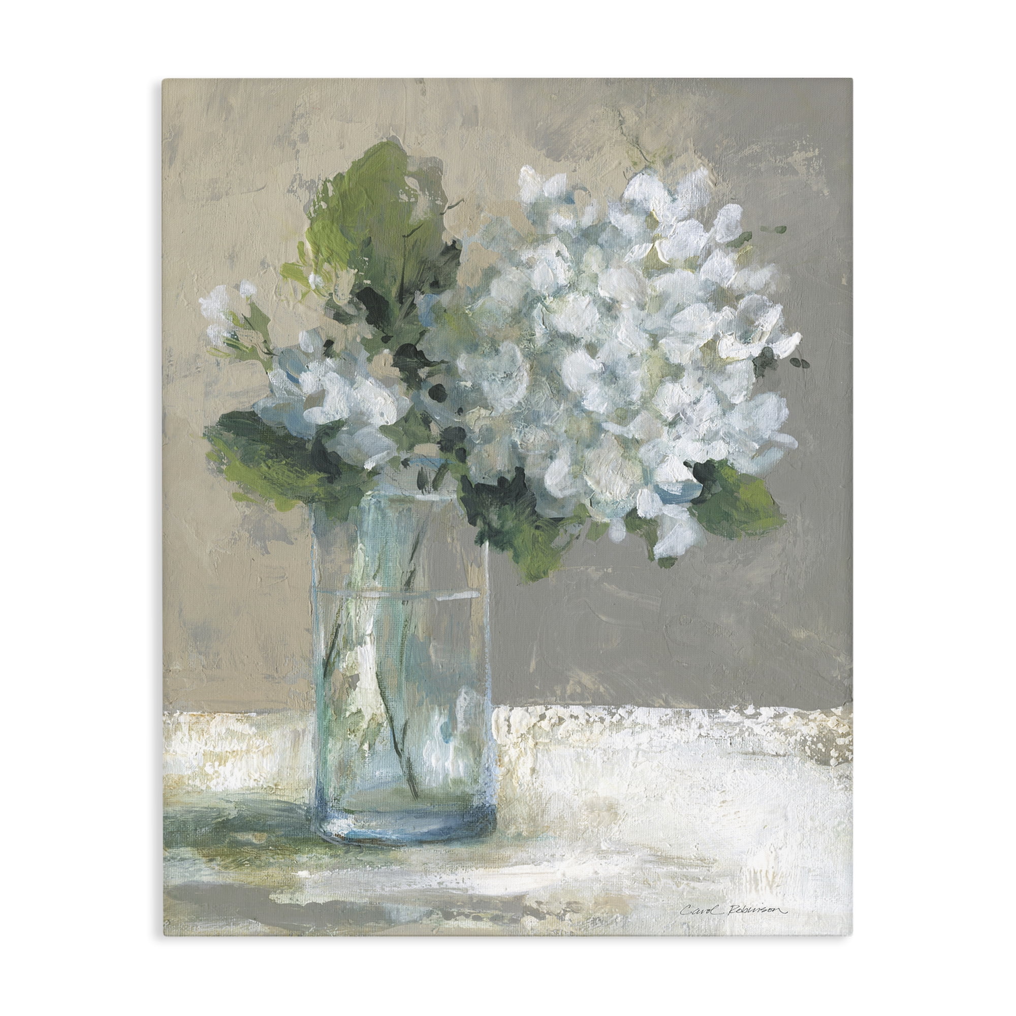 Stupell Industries Serene White Hydrangeas in Glass Canvas Wall Art, design by Carol Robinson