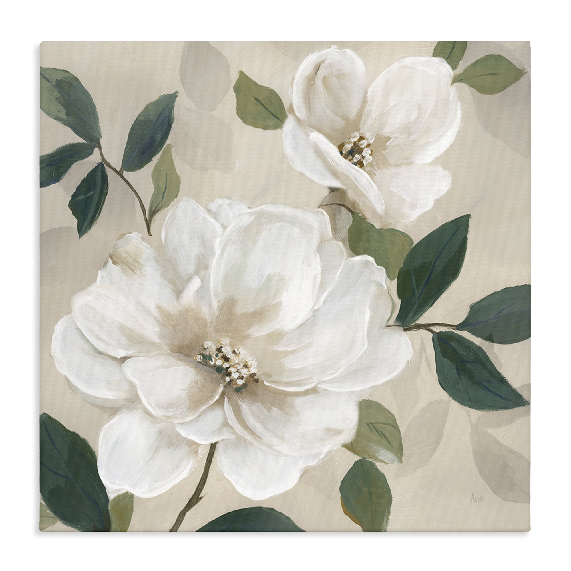 Stupell Industries Serene White Magnolia Study Canvas Wall Art, design by Nan