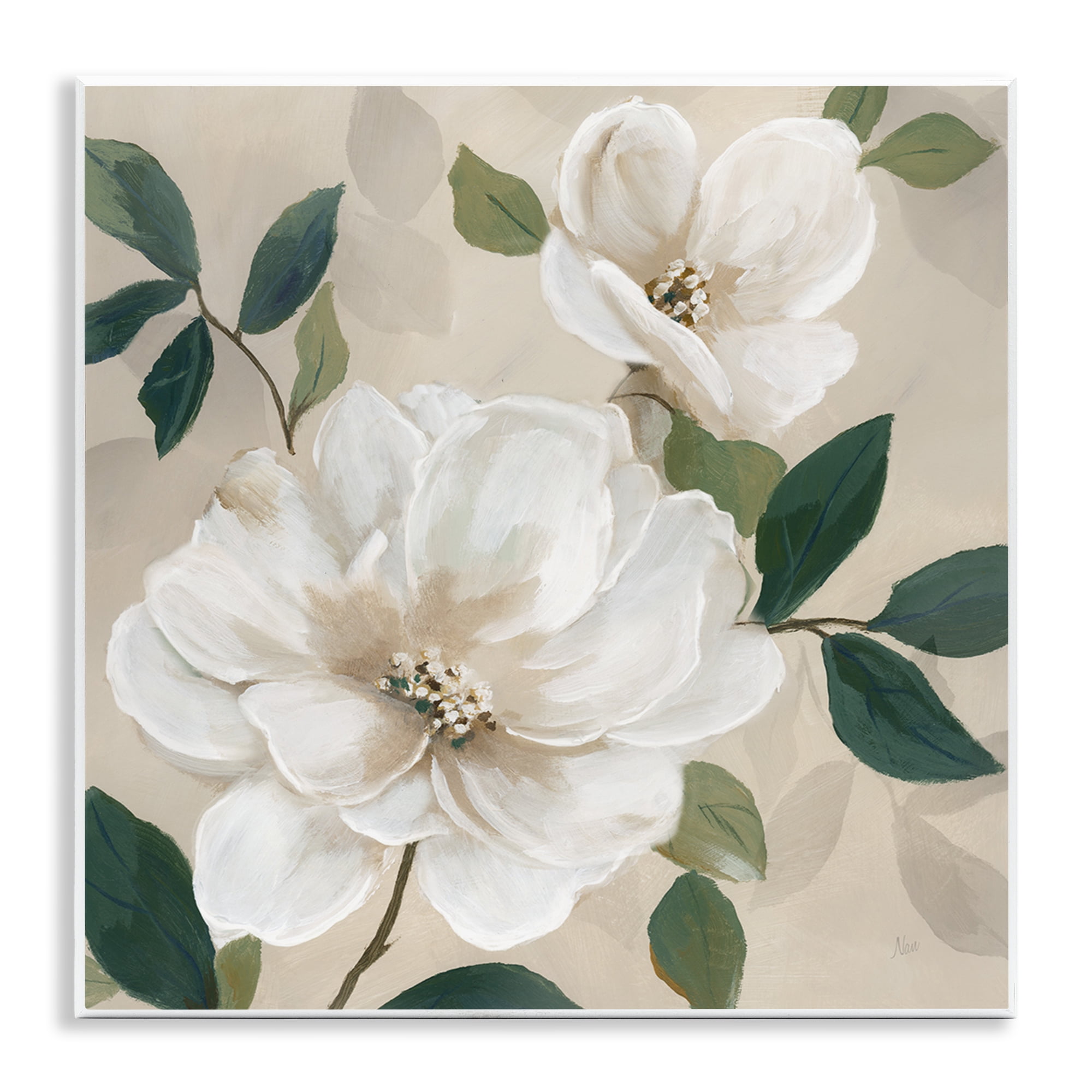 Stupell Industries Serene White Magnolia Study Wall Plaque Art, design by Nan