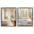 thumbnail image 1 of Stupell Industries Serenity Bath Bathroom Interior 2 Piece Gray Framed Floater Canvas Set design by Kim Allen, 31 x 25, 1 of 9