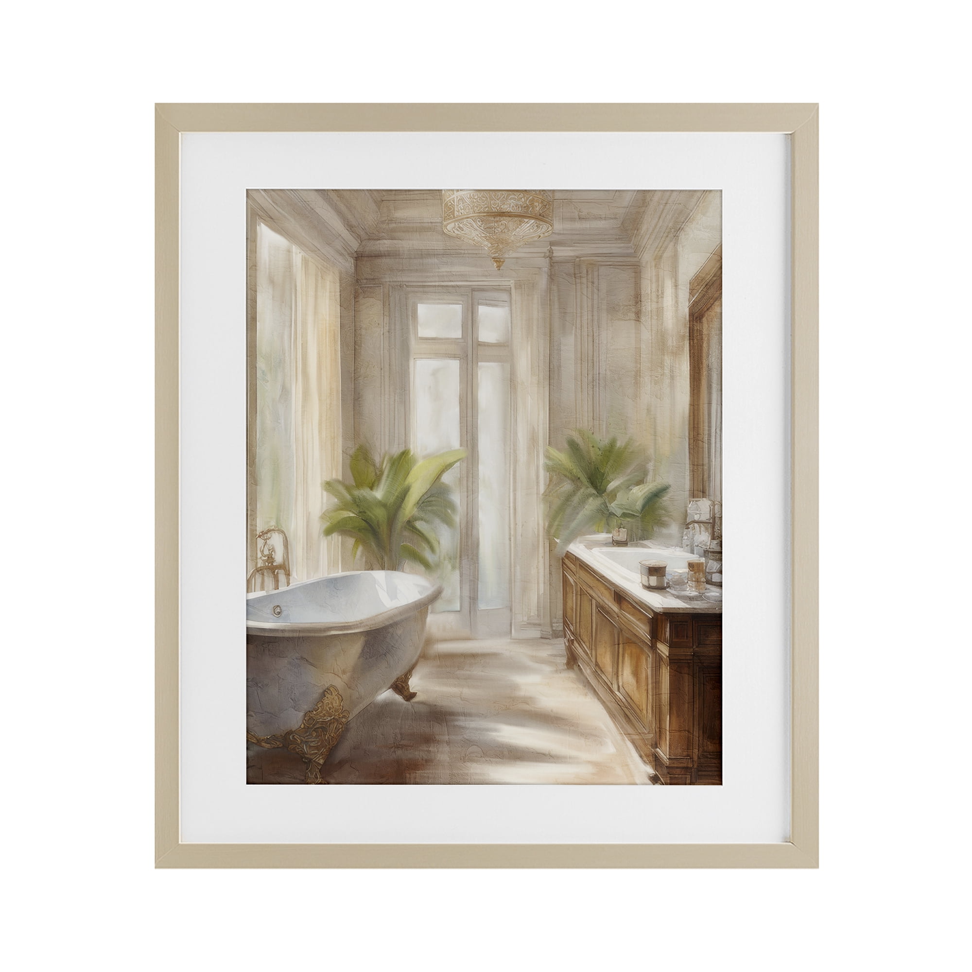 Stupell Industries Serenity Bath Bathroom Painting Birch Framed Print Under Glass design by Kim Allen, 21 x 17