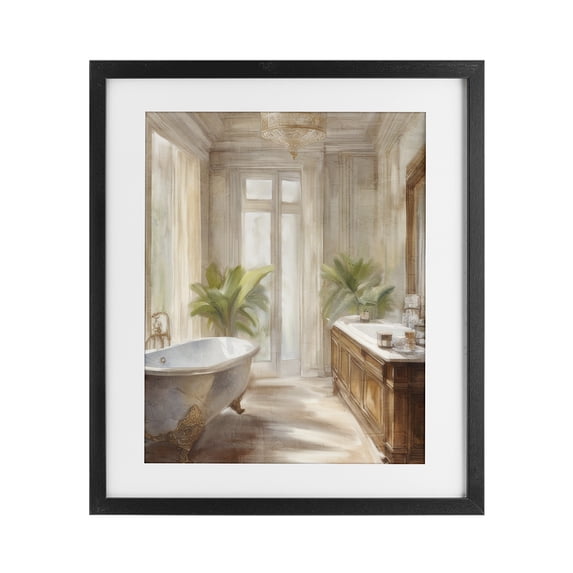 Stupell Industries Tropical Serenity Bath Bathroom Black Framed Print Under Glass, 13 x 16, by Kim Allen
