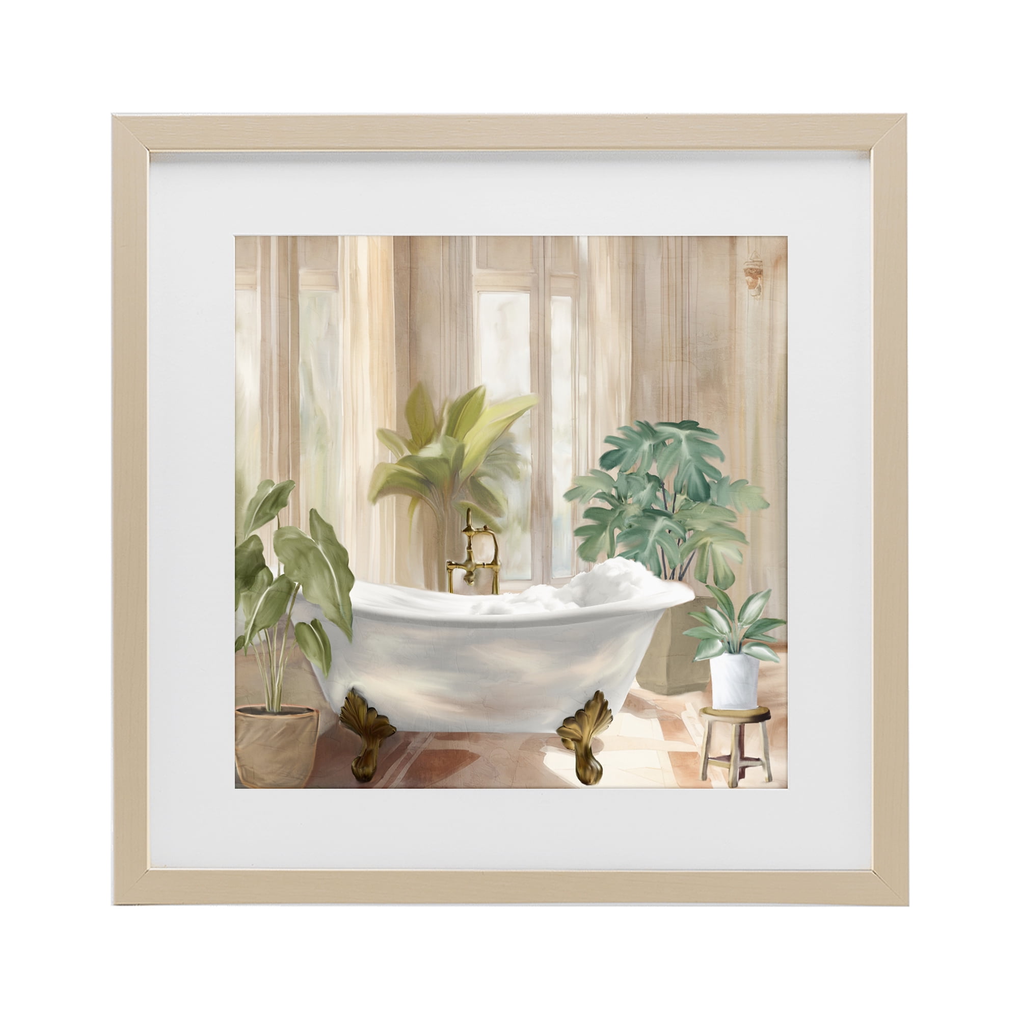 Stupell Industries Serenity Bathroom Plants Birch Framed Print Under Glass, design by Kim Allen