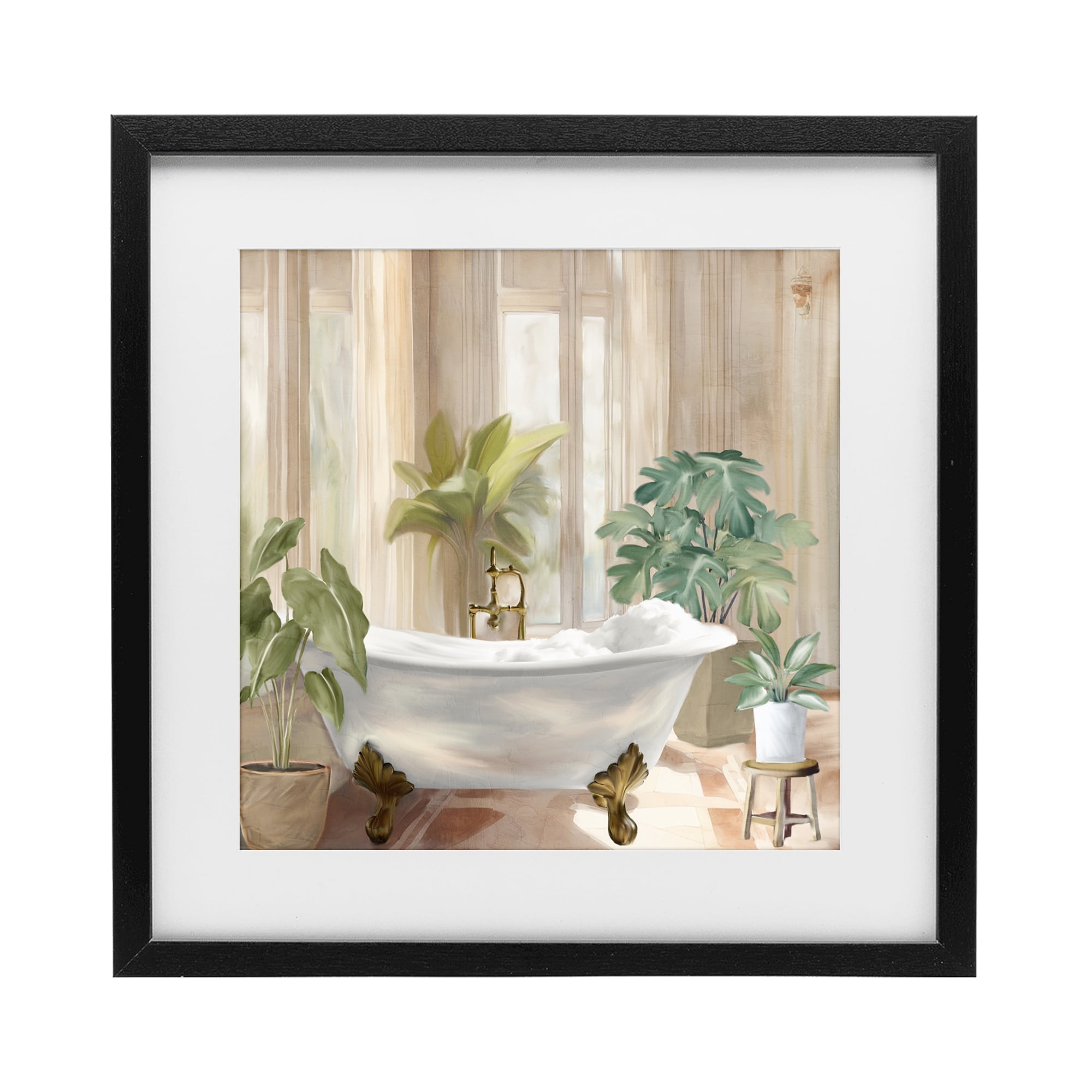 Stupell Industries Serenity Bathroom Plants Black Framed Print Under Glass, design by Kim Allen