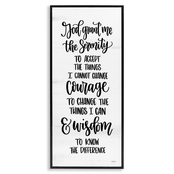 Stupell Industries Serenity Courage & Wisdom Meaningful Spiritual Quote Graphic Art Black Framed Art Print Wall Art, Design by Imperfect Dust