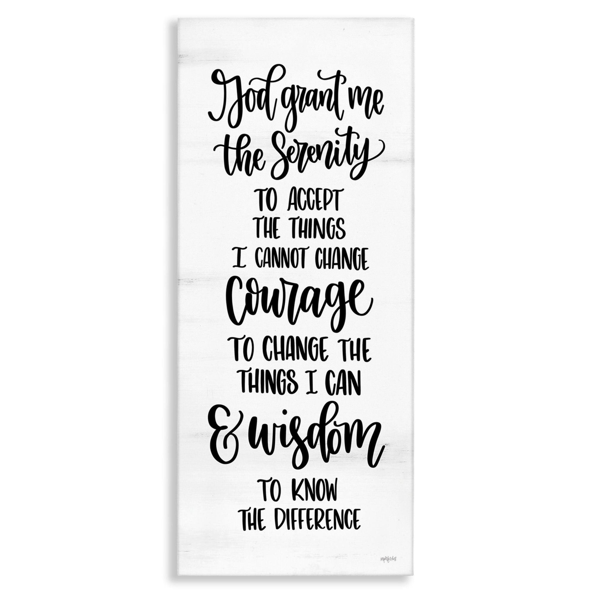 Serenity Courage Wisdom Black and White Canvas Wall Art