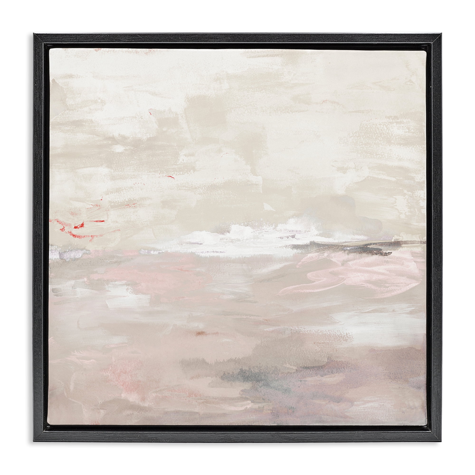 Stupell Industries Serenity Neutral Landscape Abstract Painting Black Floater Framed Canvas Art Print Wall Art, 18 x 18