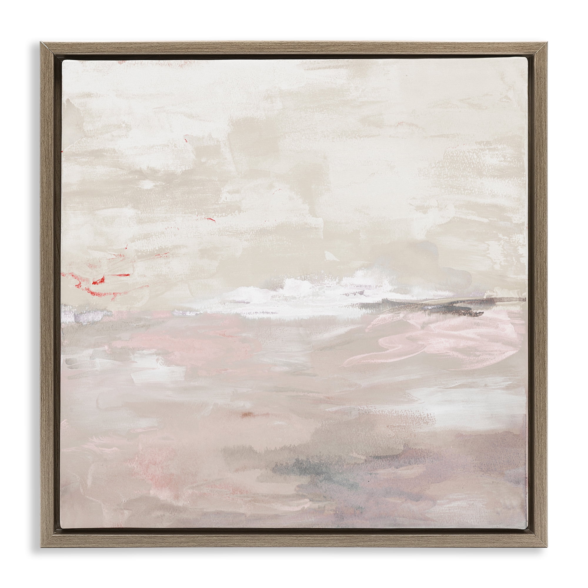Stupell Industries Serenity Neutral Landscape Abstract Painting Brown Floater Framed Canvas Art Print Wall Art, 18 x 18