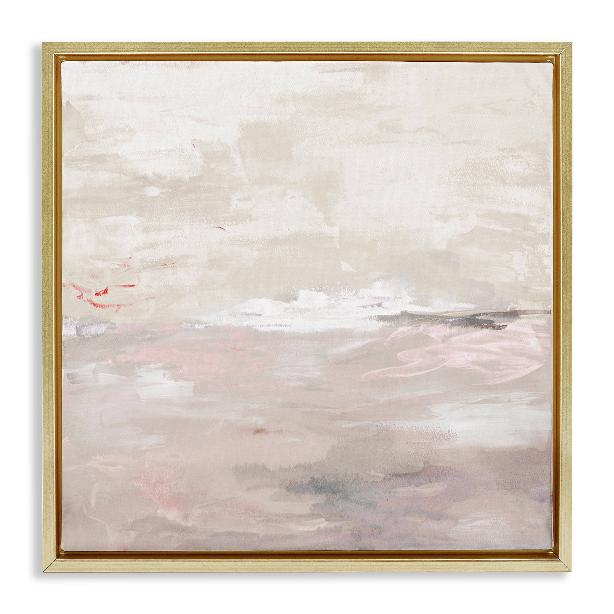 Stupell Industries Serenity Neutral Landscape Abstract Painting Gold Floater Framed Canvas Art Print Wall Art, 18 x 18