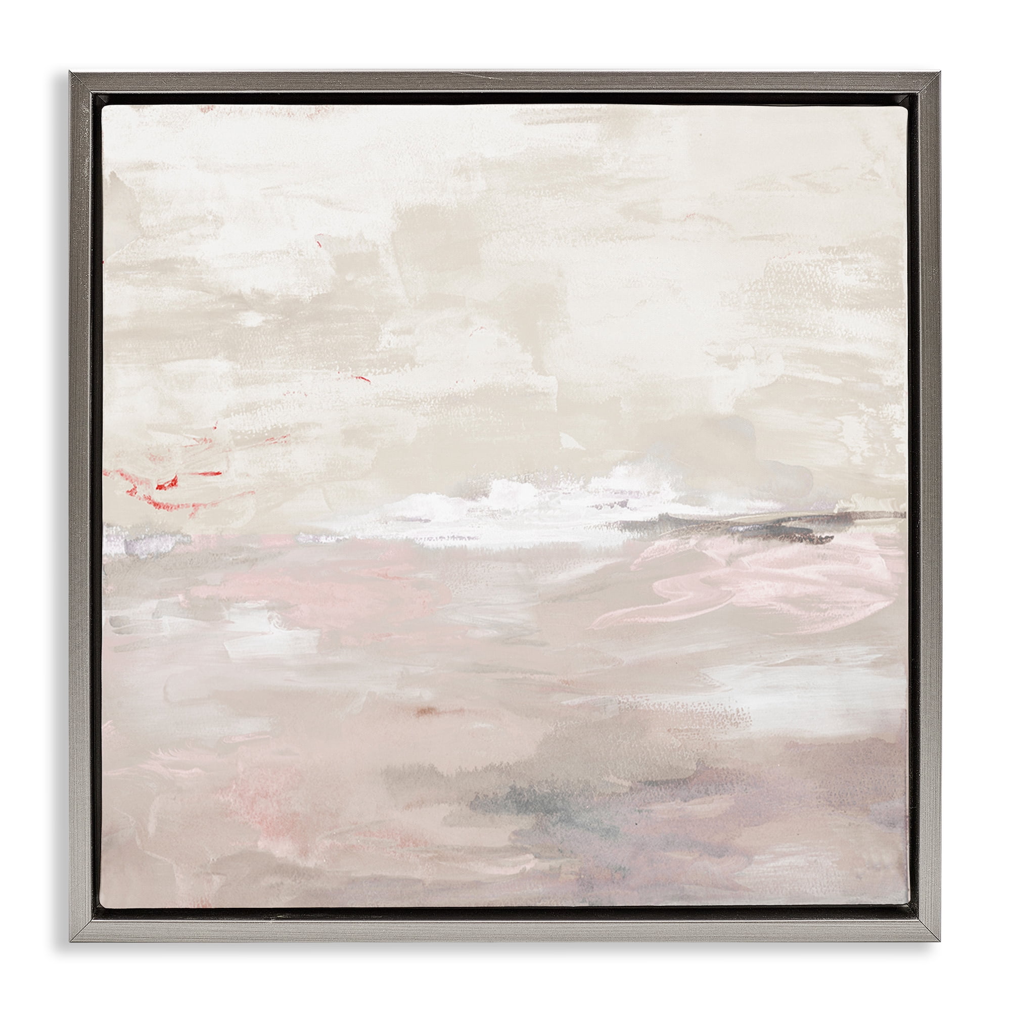 Stupell Industries Serenity Neutral Landscape Abstract Painting Gray Floater Framed Canvas Art Print Wall Art, 18 x 18