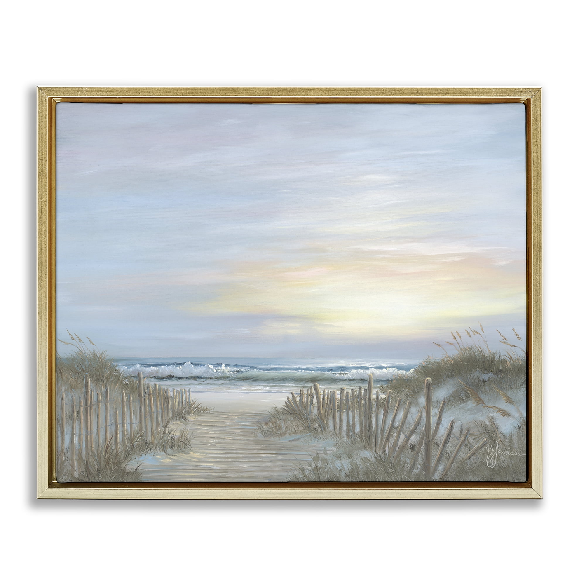 Stupell Industries Serenity Path Sunset Gold Framed Floater Canvas Wall Art, design by Georgia Janisse