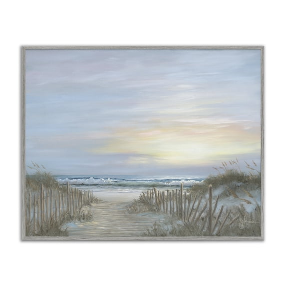 Stupell Industries Coastal Serenity Path Sunset Gray Framed Giclee Art, 30 x 24, by Georgia Janisse